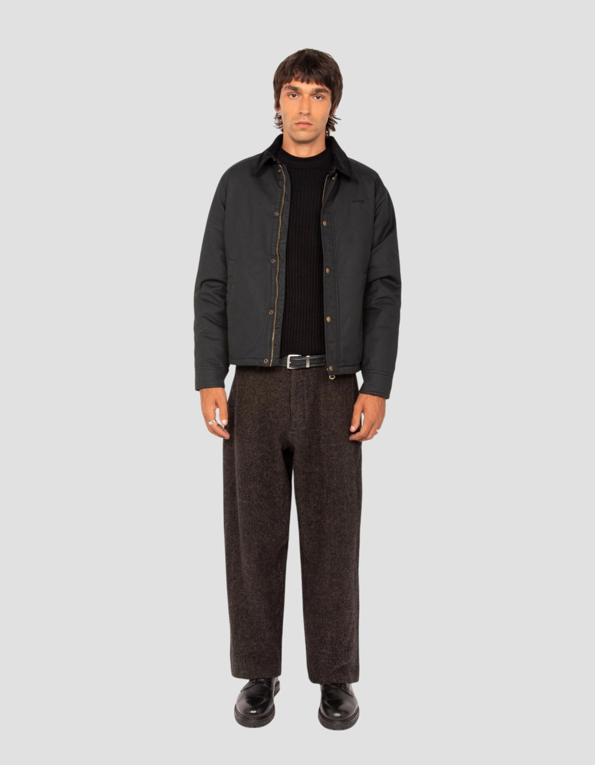 Veste noire en coton ciré-1