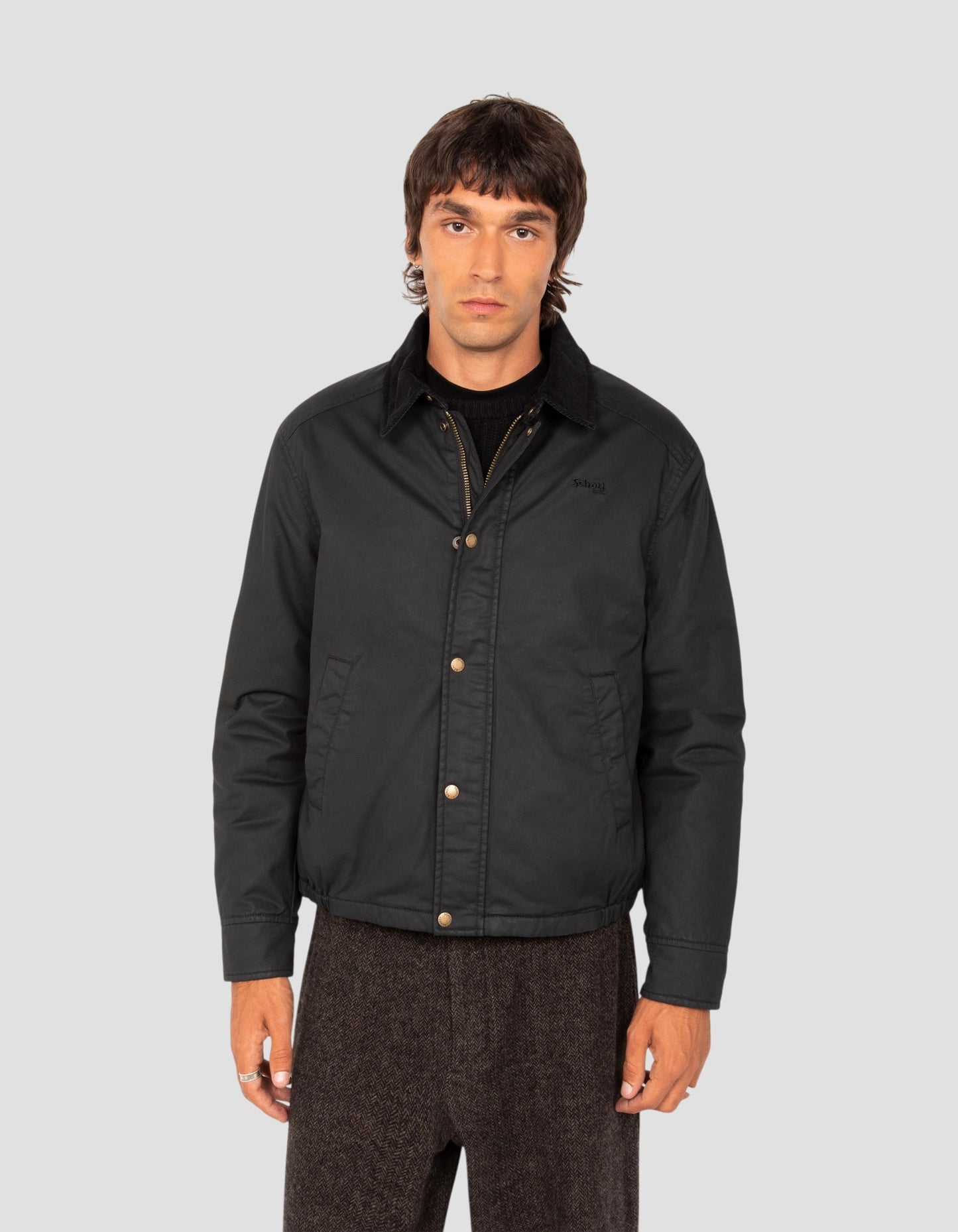 Veste noire en coton ciré
