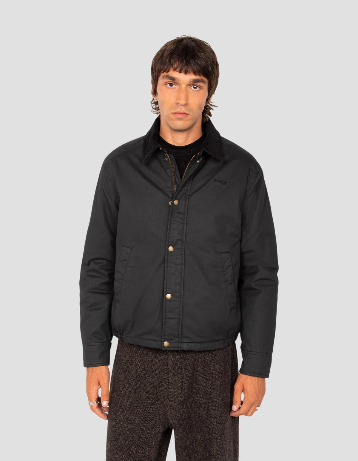 Veste noire en coton ciré-3
