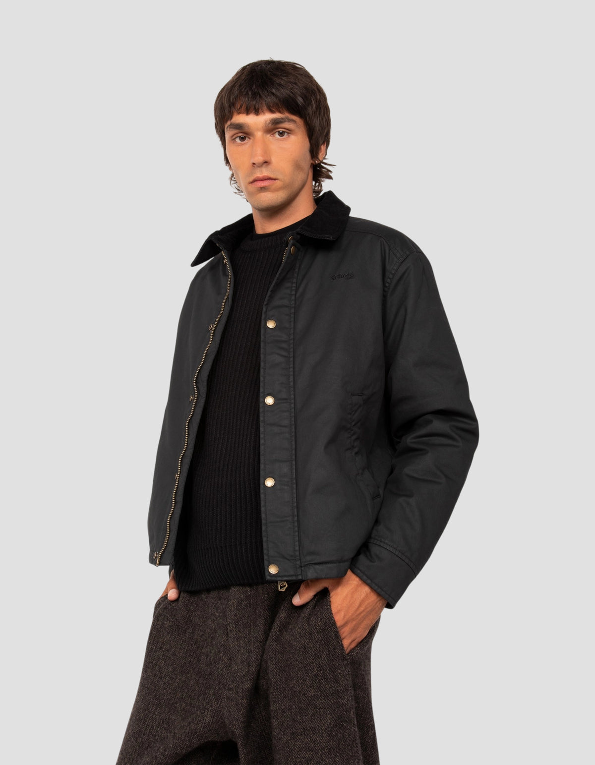 Veste noire en coton ciré-4