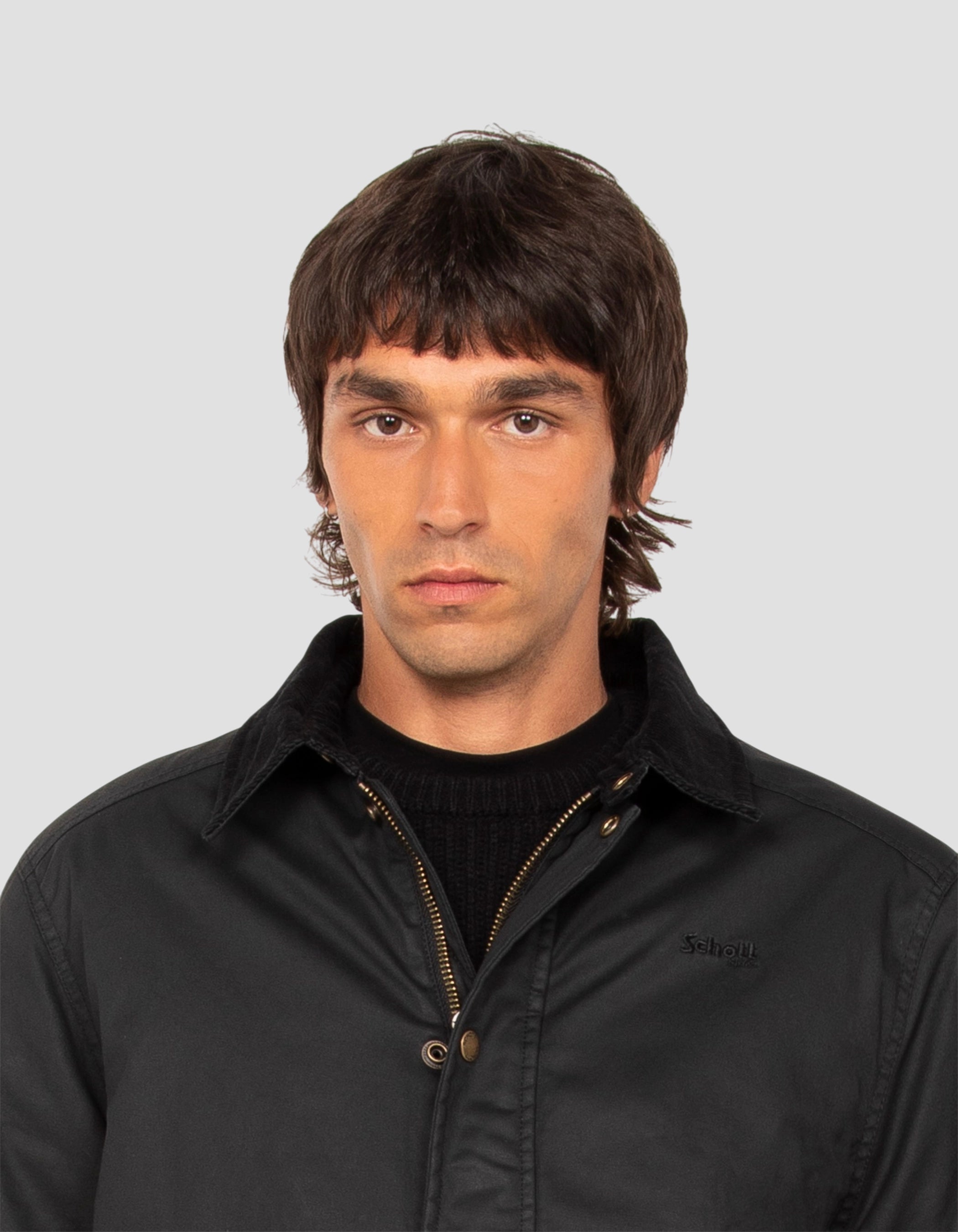 Veste noire en coton ciré-5