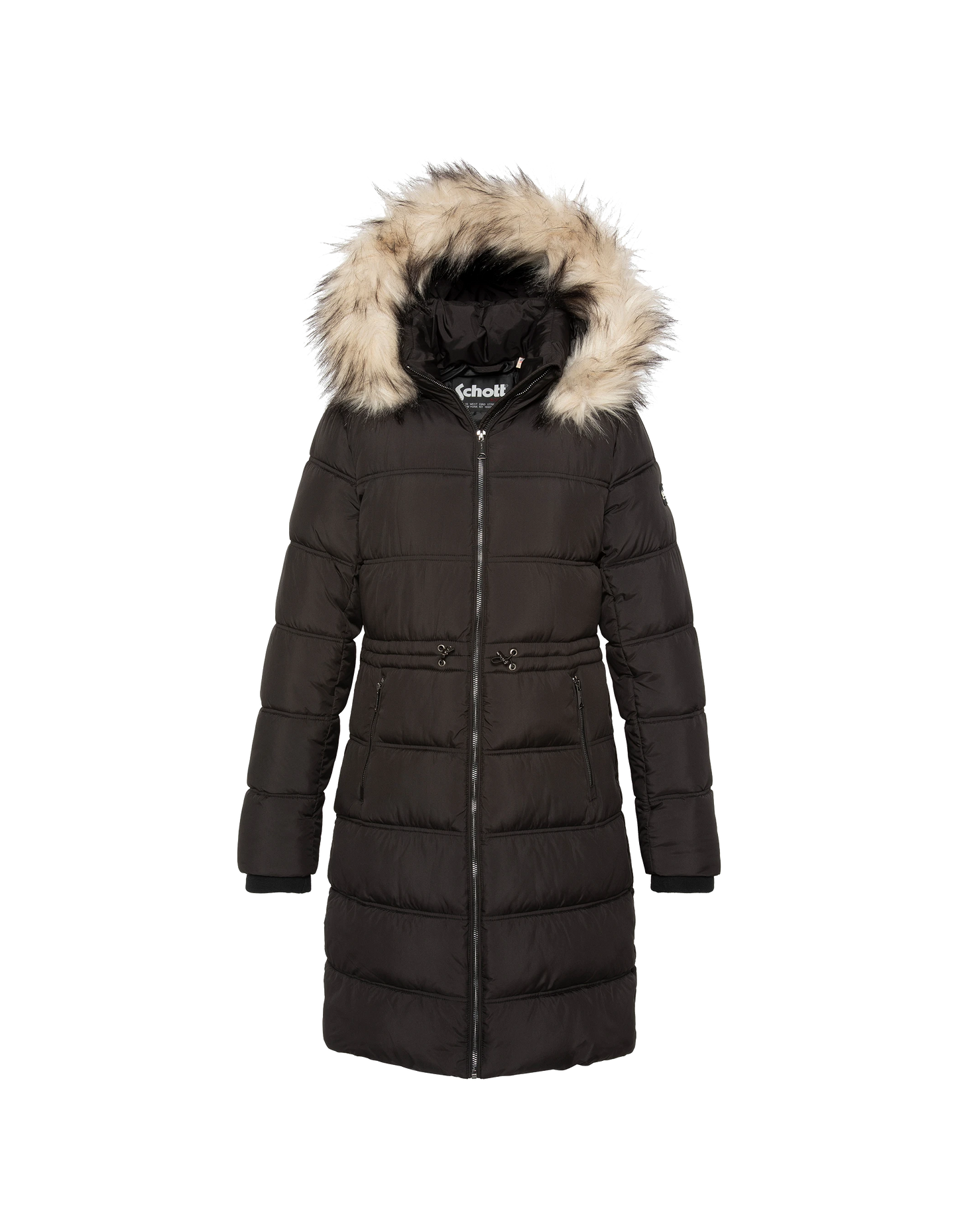 Chaqueta negra con cuello de piel sintética extraíble