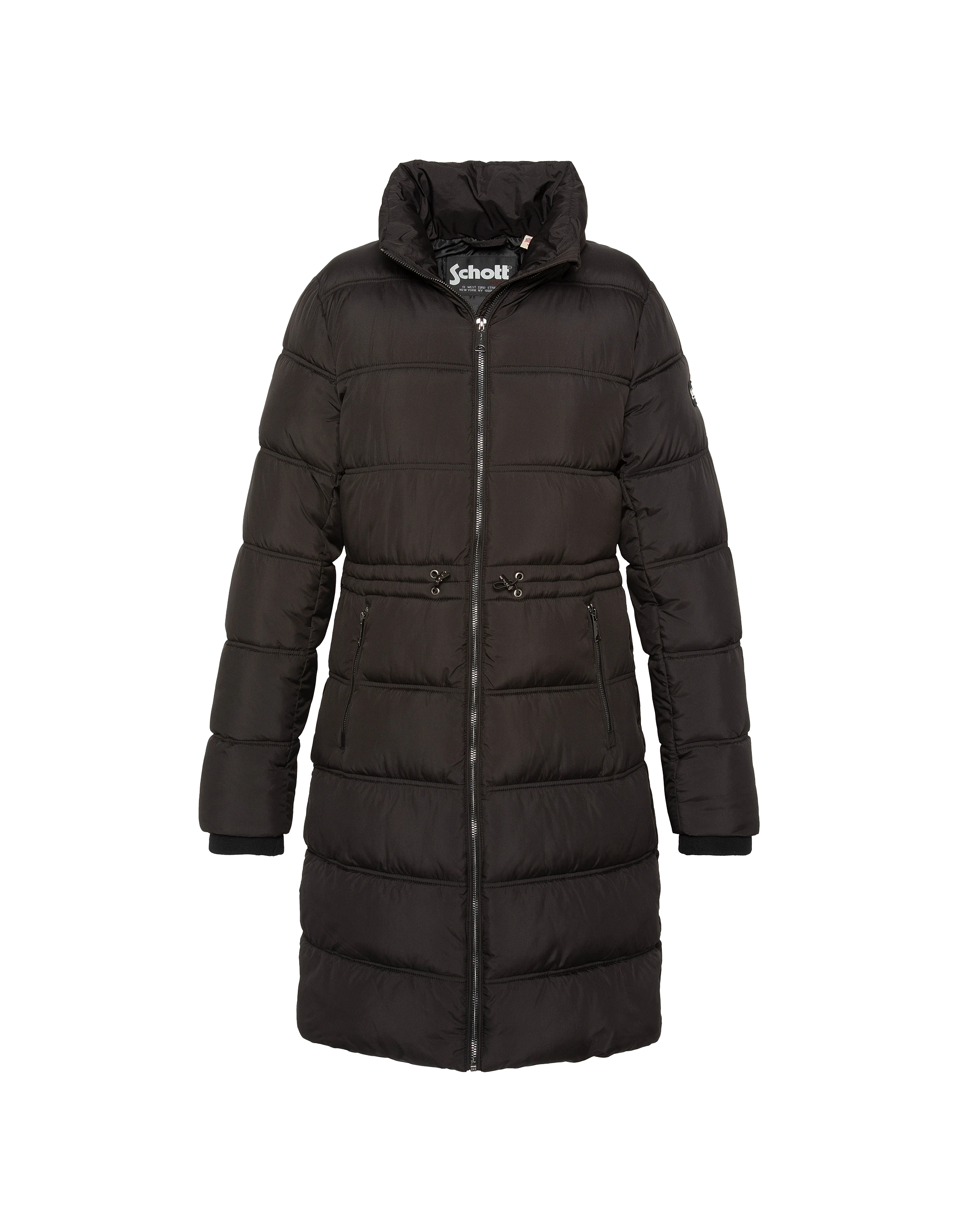 Chaqueta negra con cuello de piel sintética extraíble-6