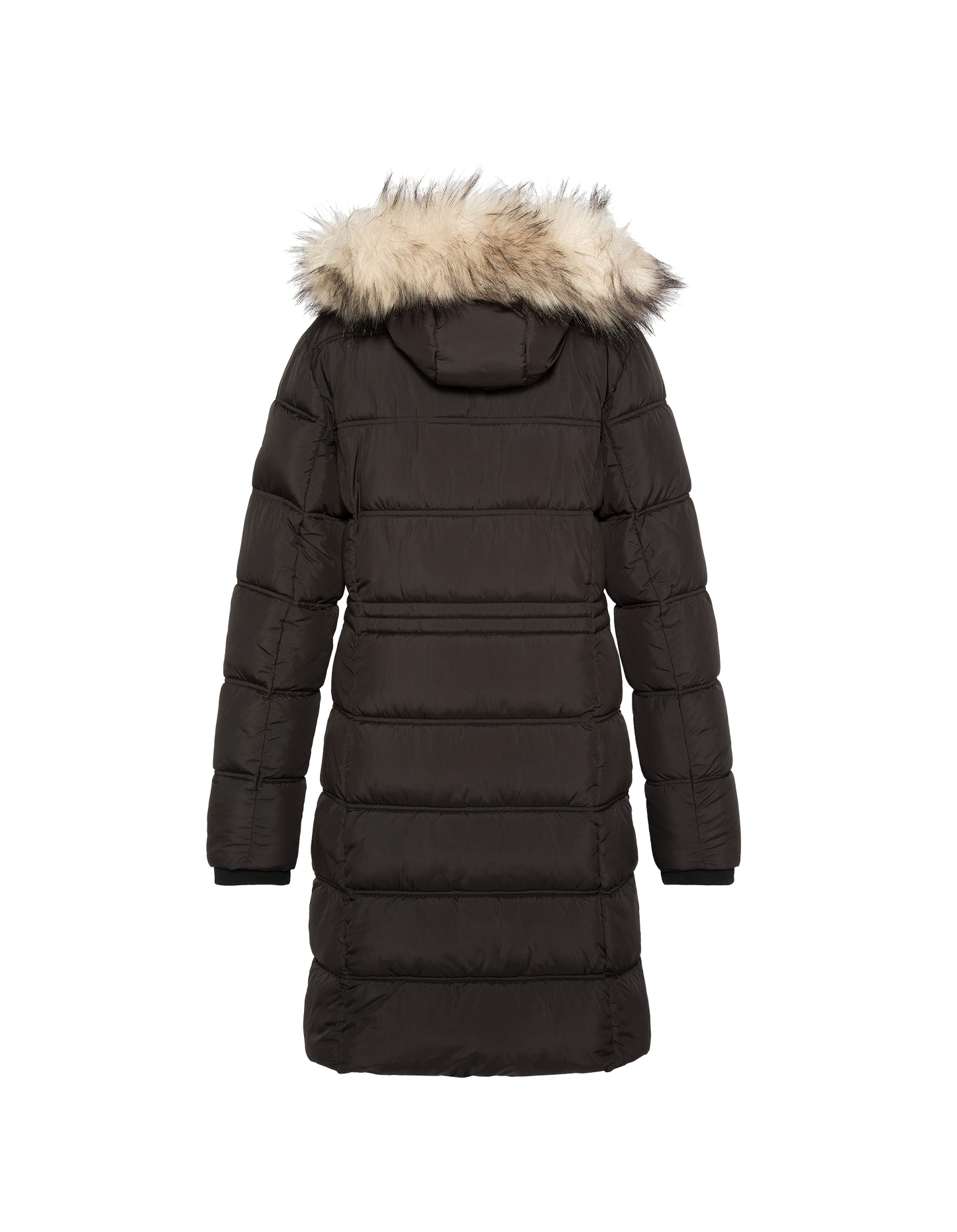 Chaqueta negra con cuello de piel sintética extraíble