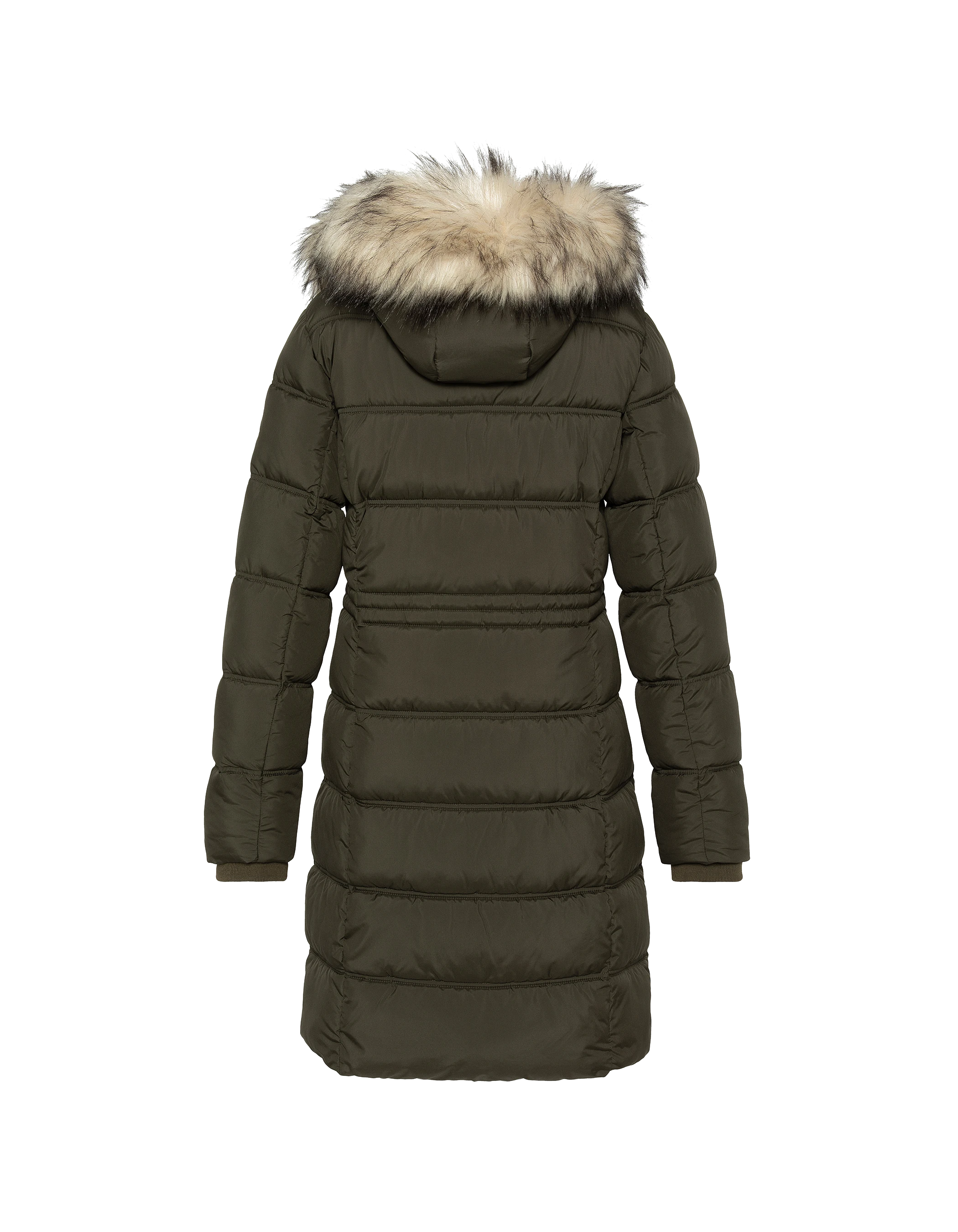 Khaki -Jacke mit abnehmbarem Kunstpelzkragen-8