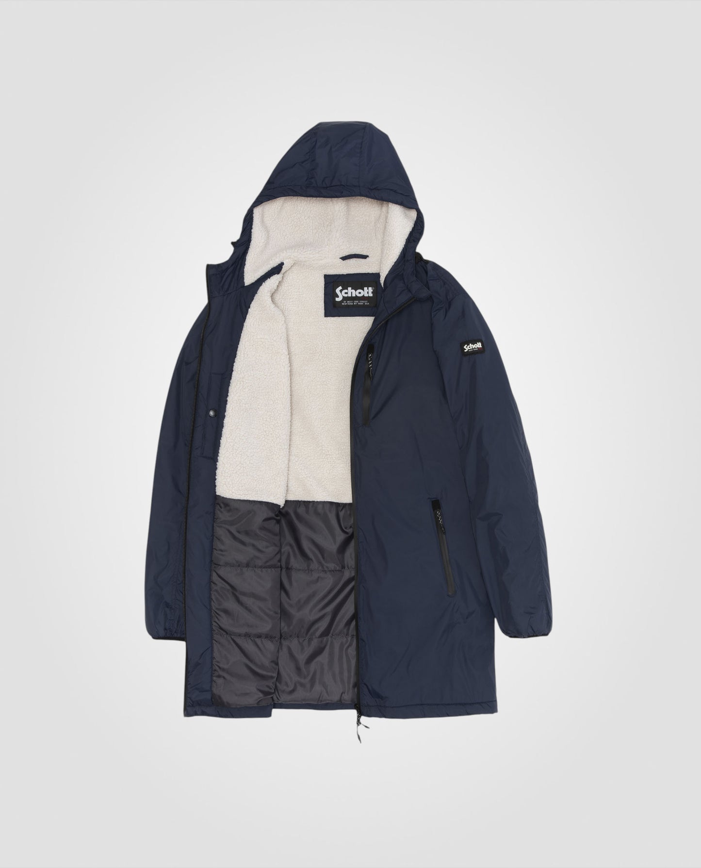 Sherpa Long Navy Blue Parka