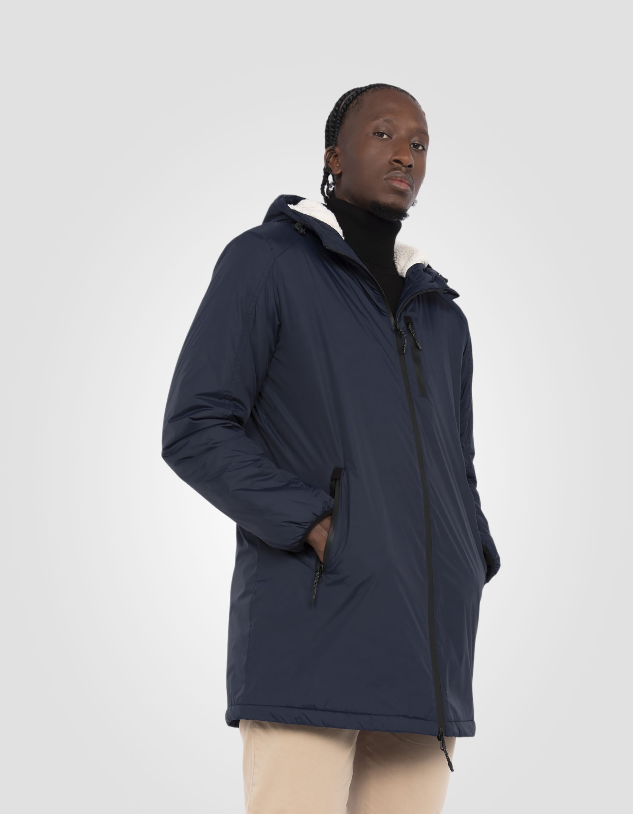 Sherpa Long Navy Blue Parka-3