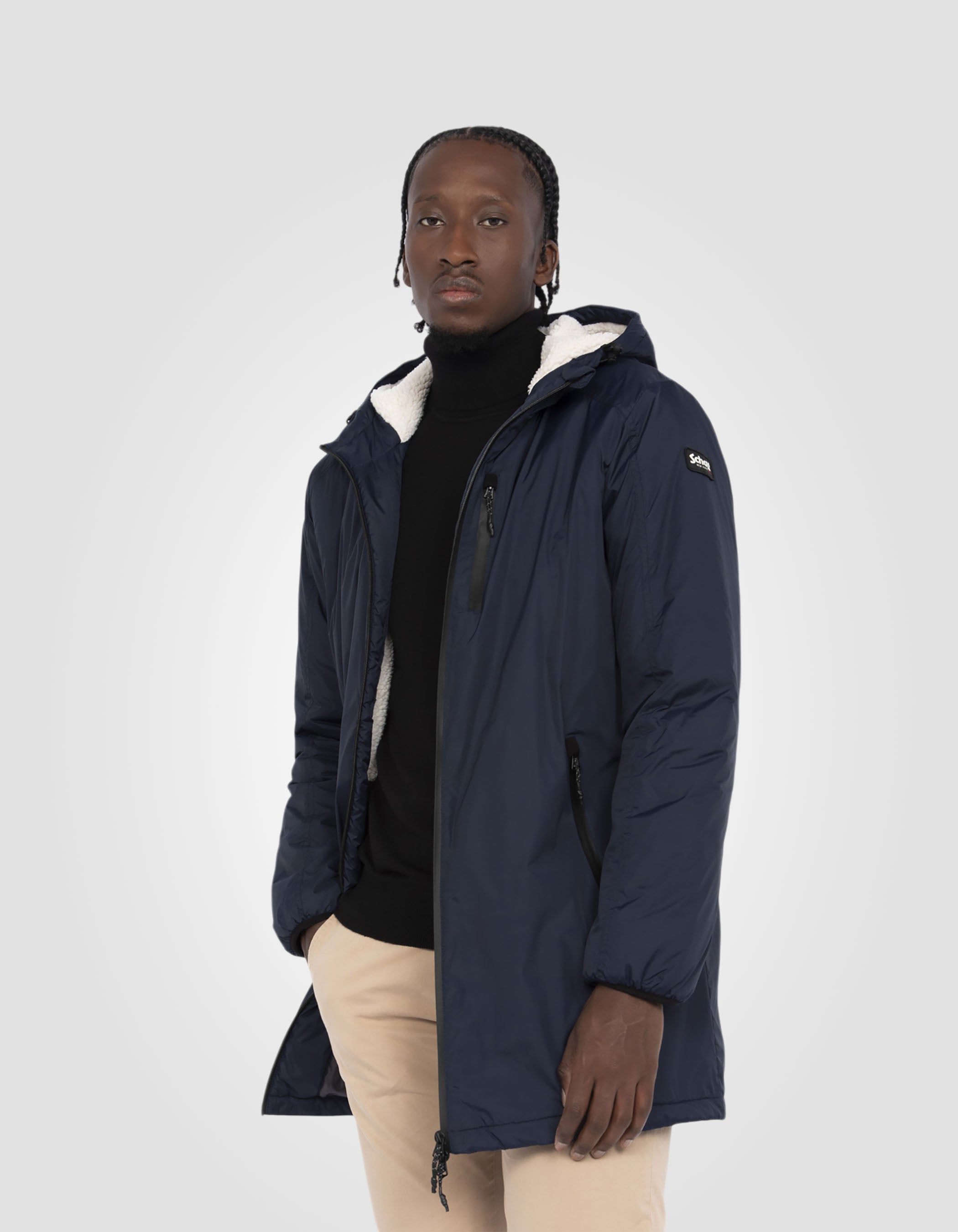 Sherpa Long Navy Blue Parka-4