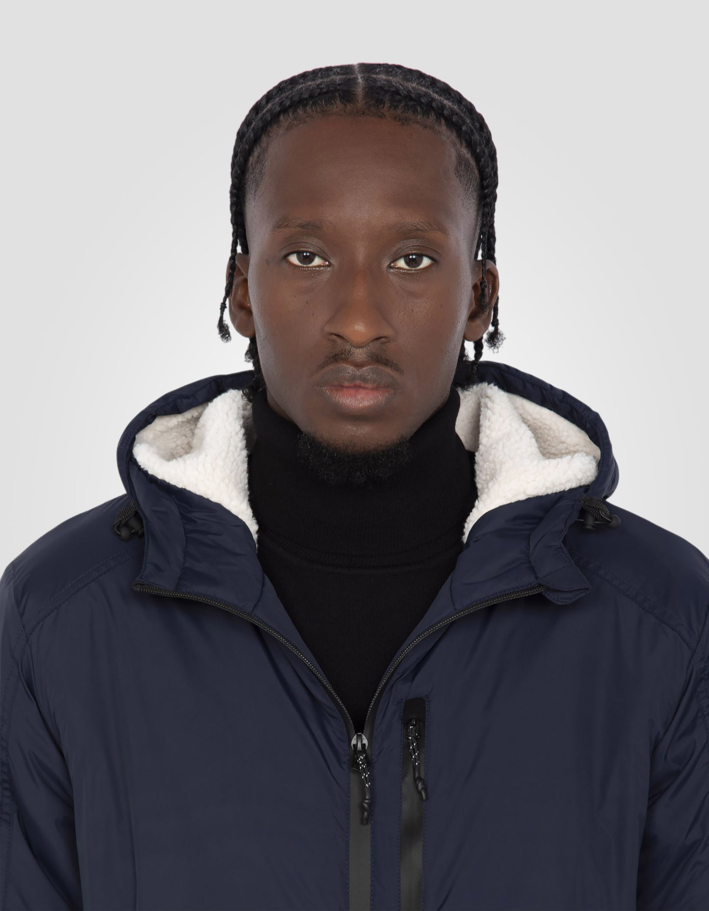 Sherpa Long Navy Blue Parka