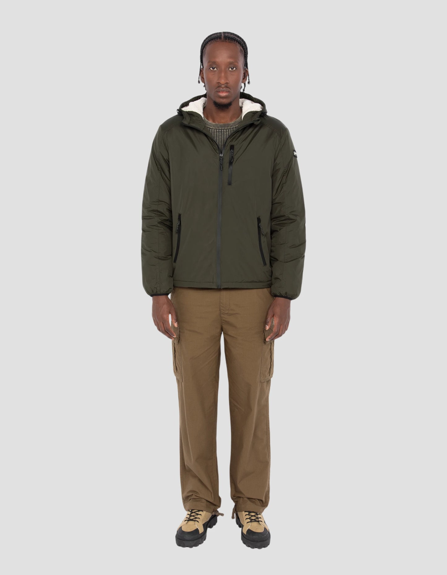 Khaki Parka foderato Sherpa