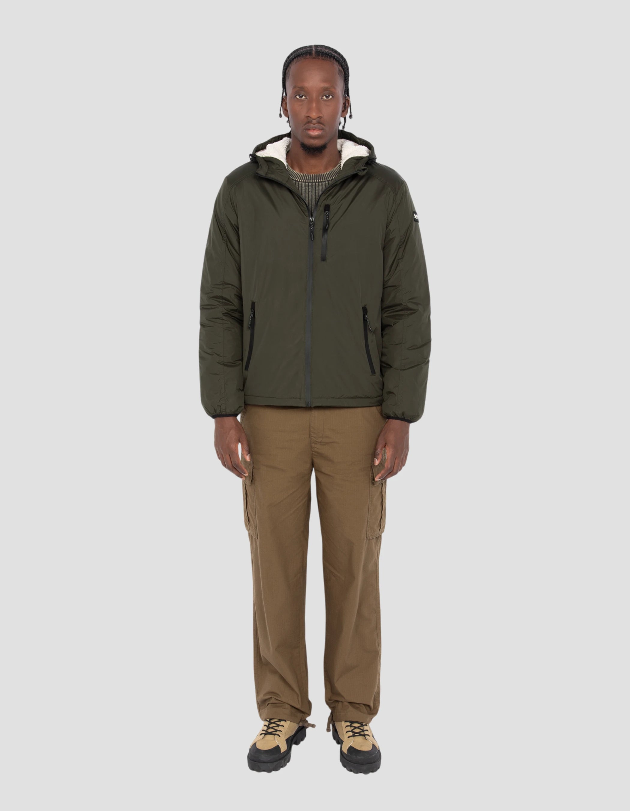 Khaki Parka foderato Sherpa-1