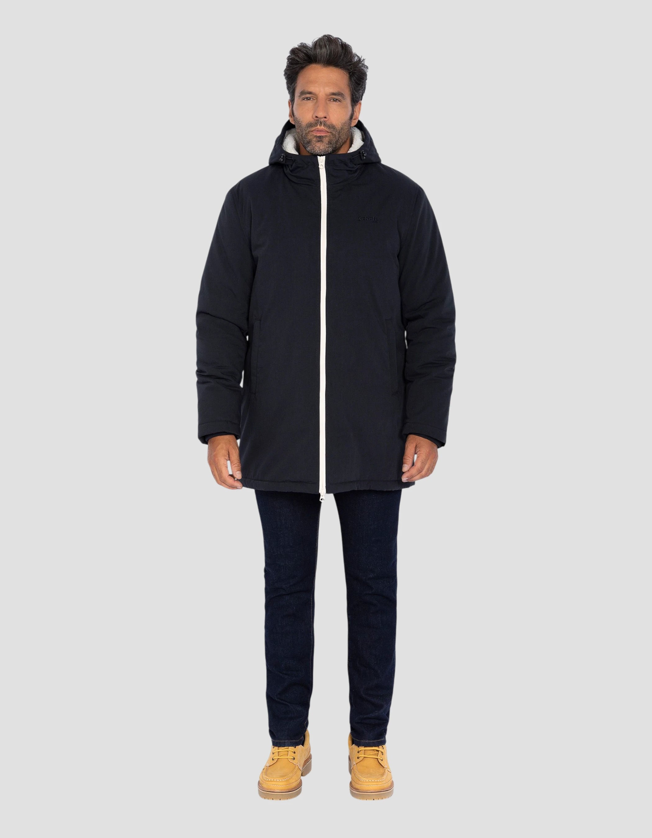 Sherpa Long Navy Blue Parka-1