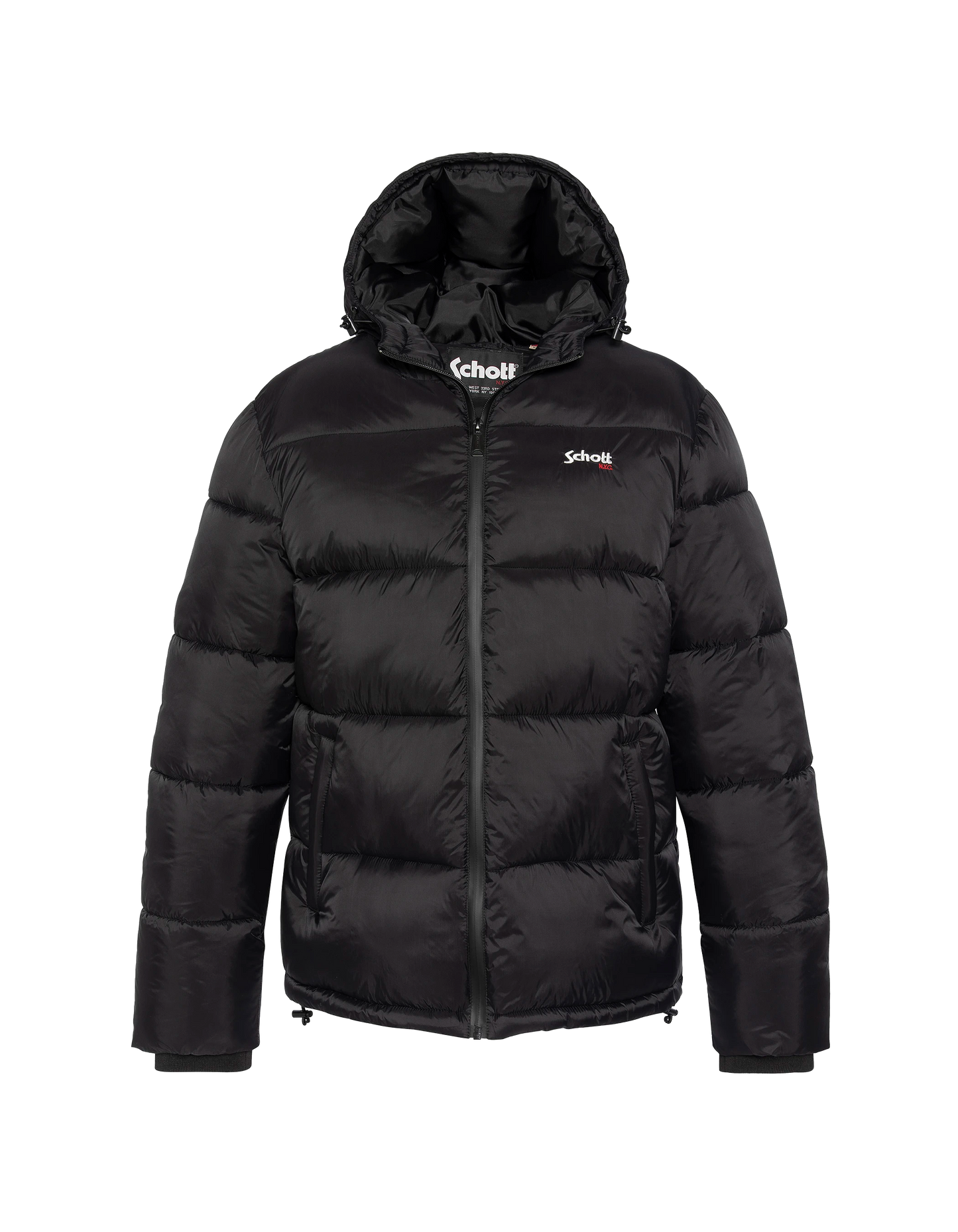 Schwarze Down -Jacke mit abnehmbarem Kunstpelzkragen