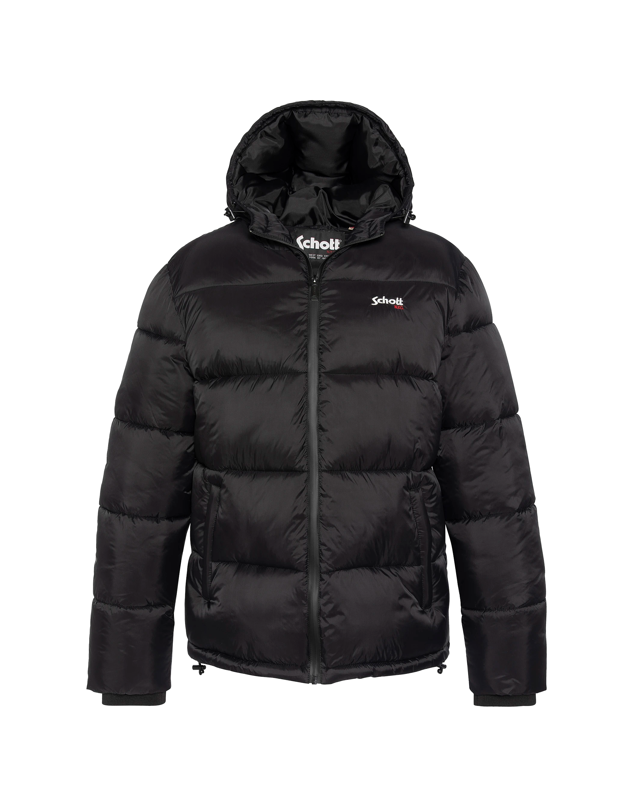 Schwarze Down -Jacke mit abnehmbarem Kunstpelzkragen-2