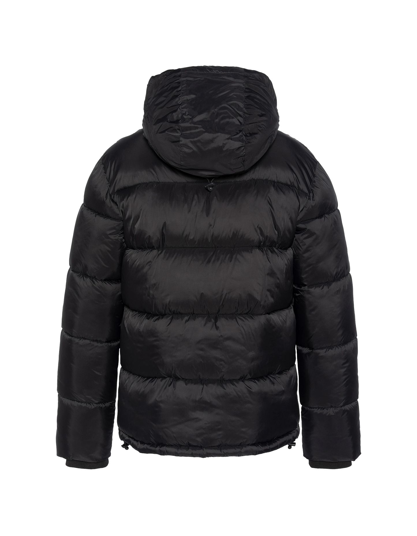 Schwarze Down -Jacke mit abnehmbarem Kunstpelzkragen