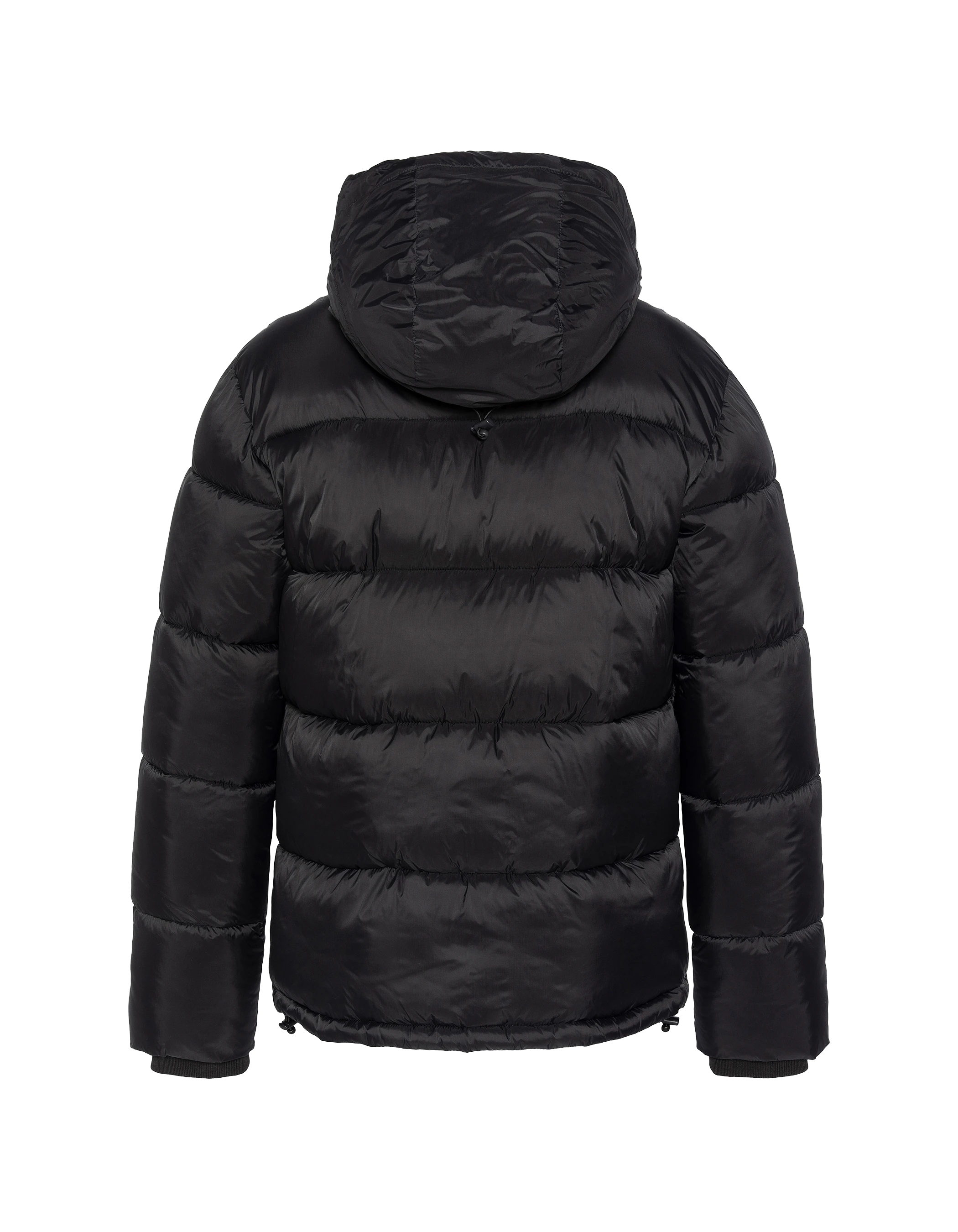 Schwarze Down -Jacke mit abnehmbarem Kunstpelzkragen-6