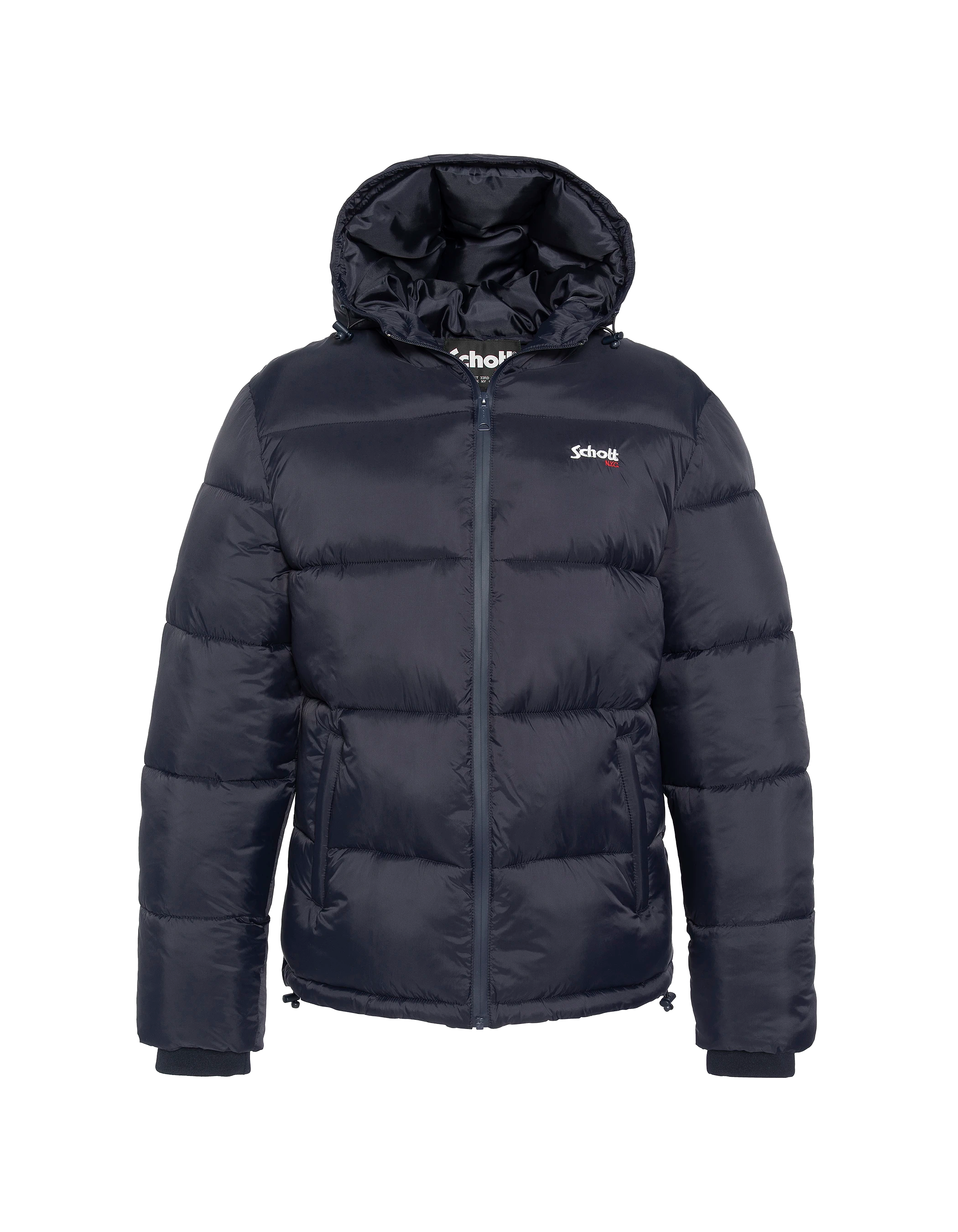 Marineblaue Jacke mit abnehmbarem Kunstpelzkragen-2