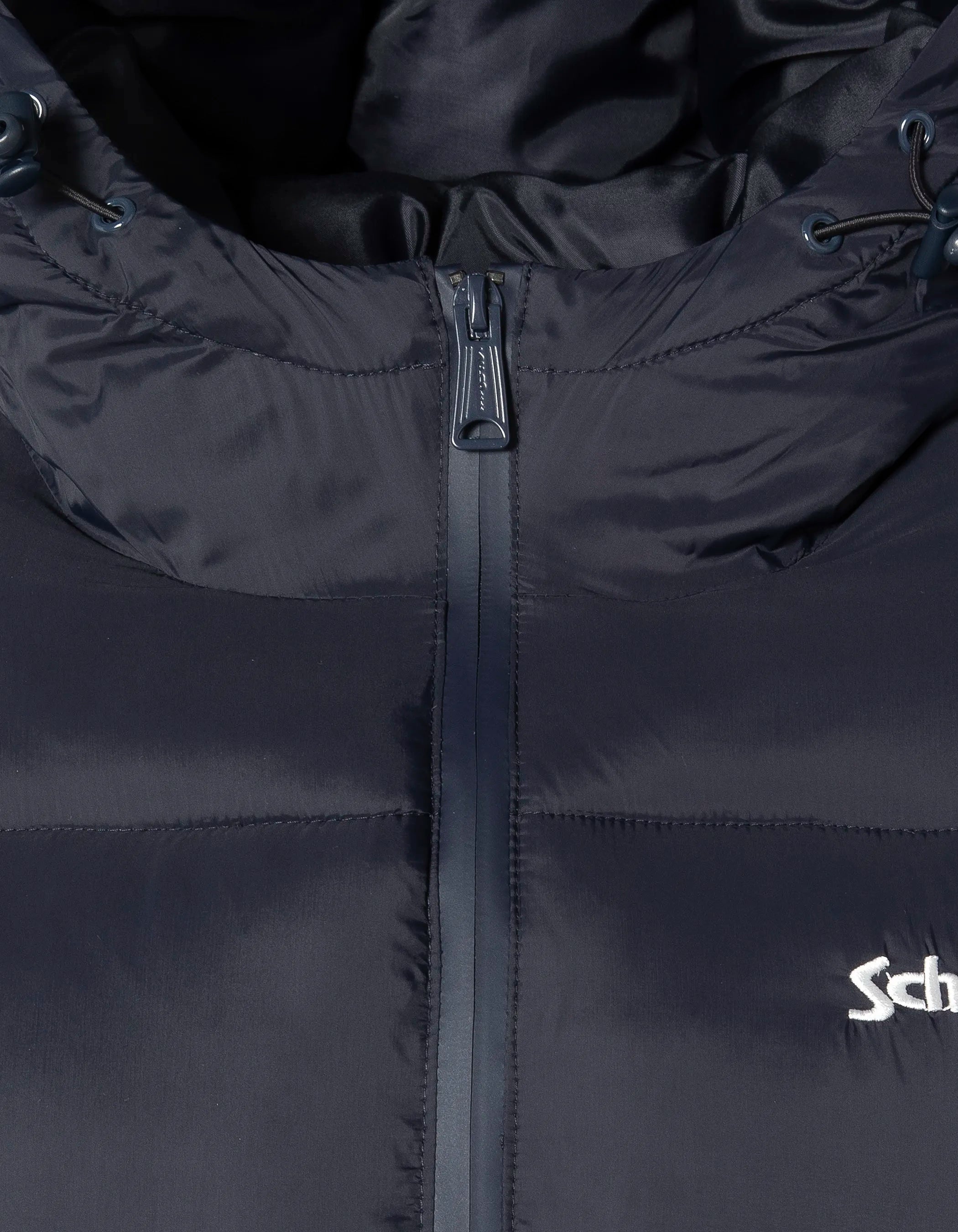 Marineblaue Jacke mit abnehmbarem Kunstpelzkragen-5