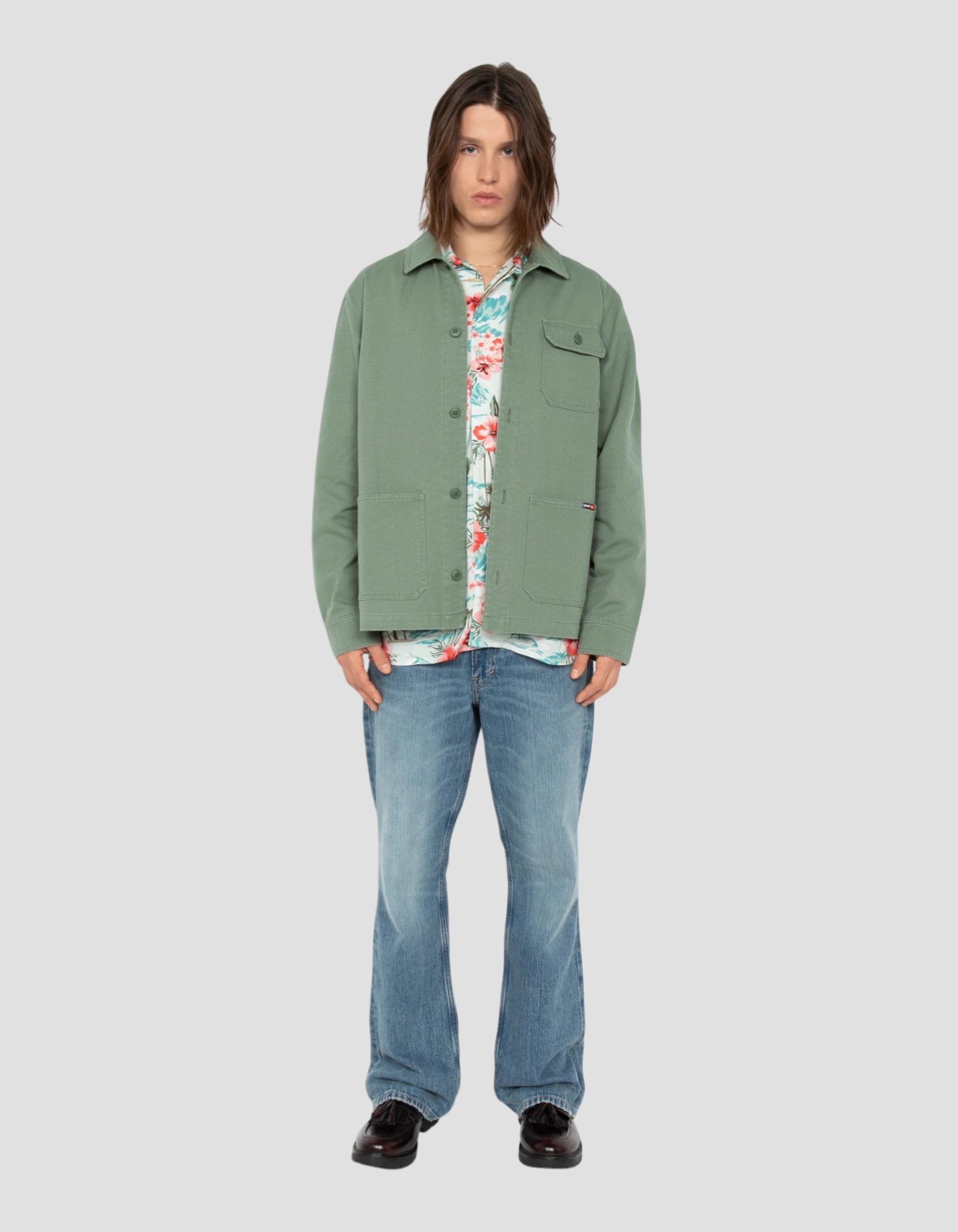 Veste worker canvas verte-1