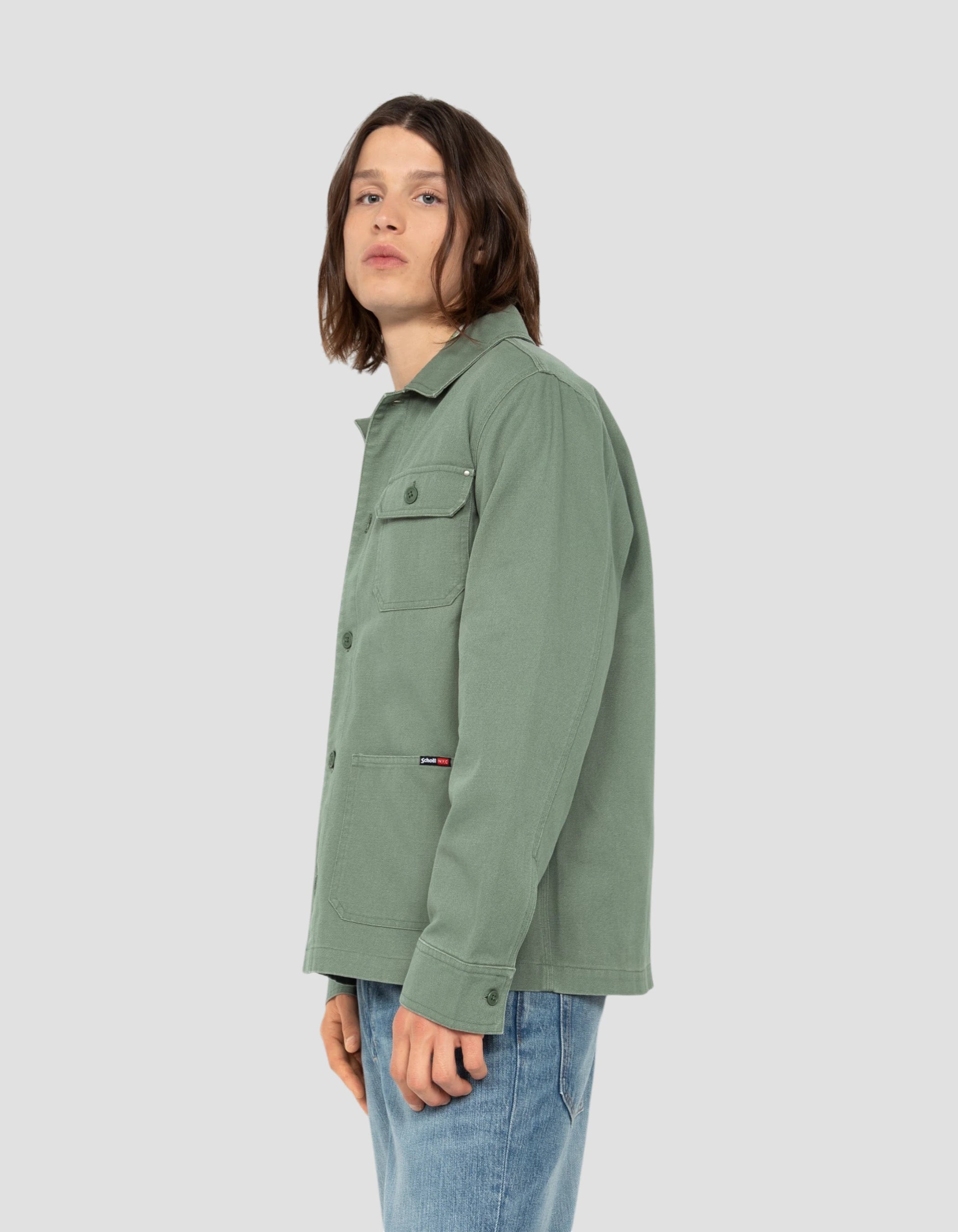 Veste worker canvas verte-4