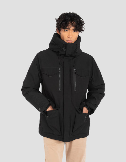 Schwarze Multipoches mit Kapuzen