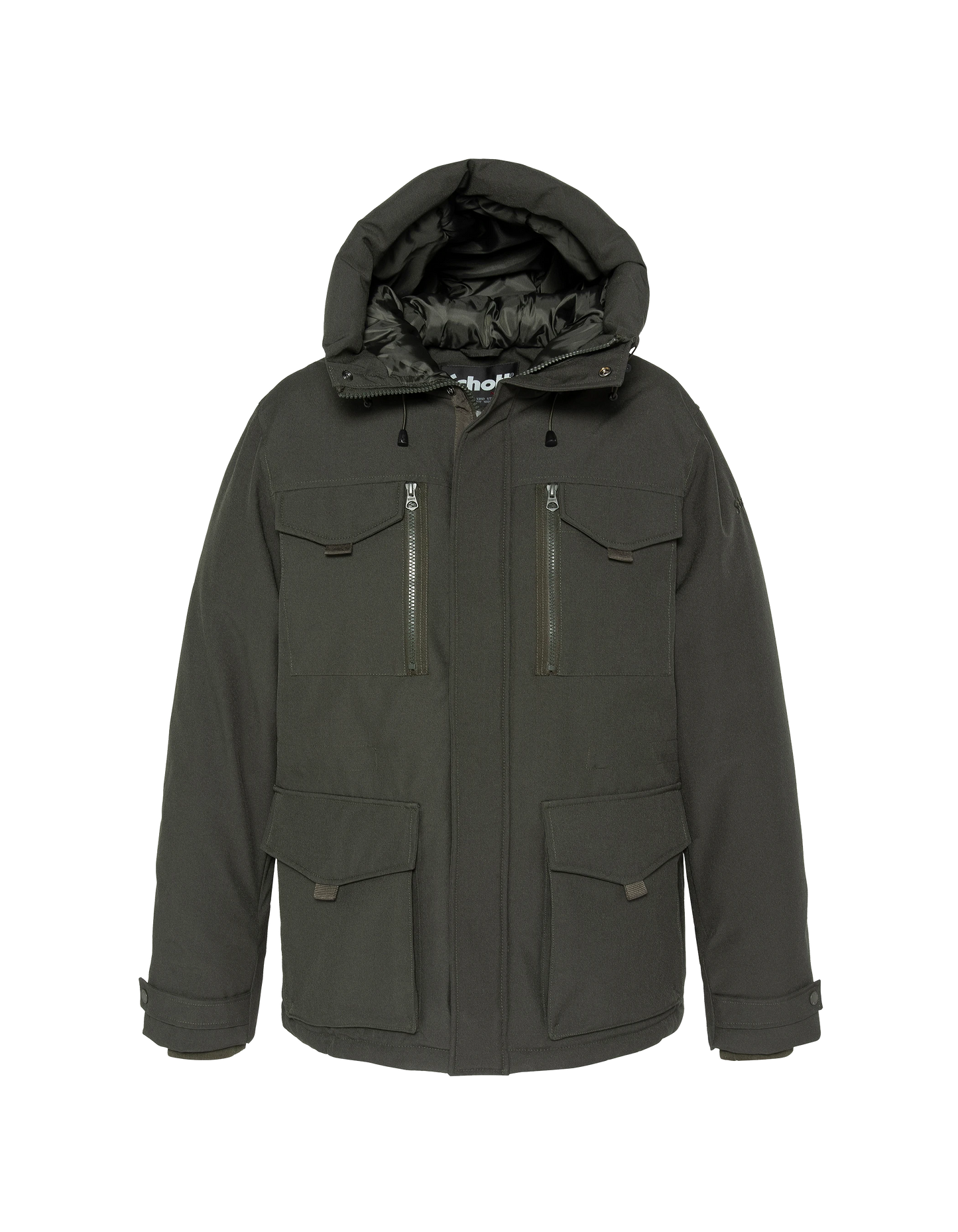 Khaki Parka Multipoches con felpa con cappuccio