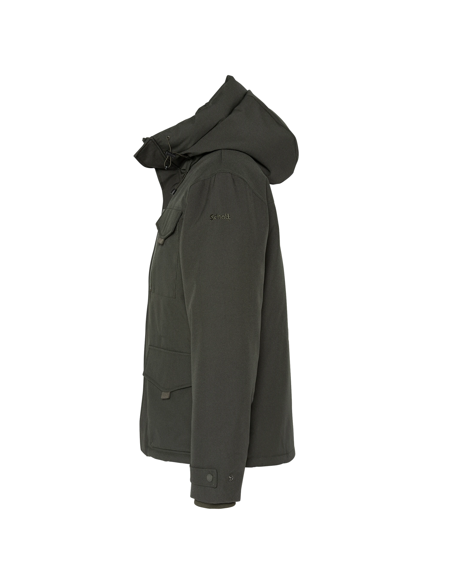 Khaki Parka Multipoches con felpa con cappuccio