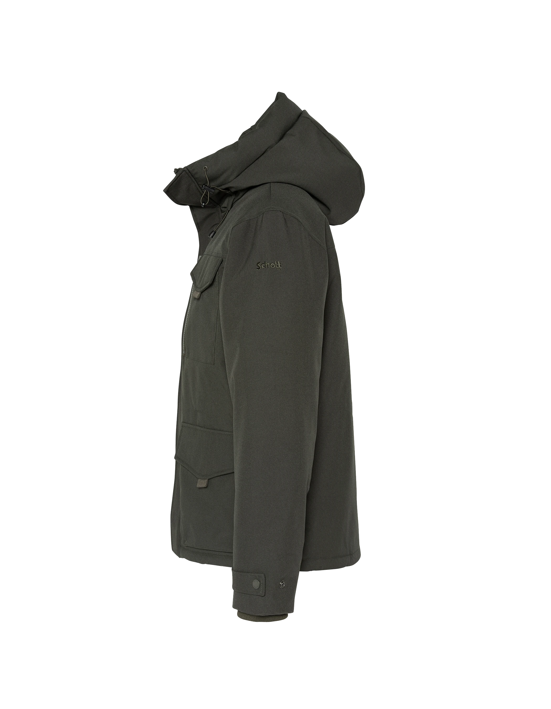 Khaki Parka Multipoches con felpa con cappuccio-4