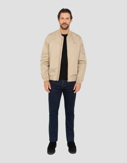 Light beige light water-repellent bomber jacket