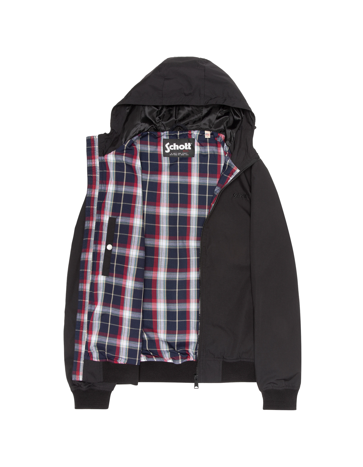 Chaqueta urbana negra con capucha repelente al agua