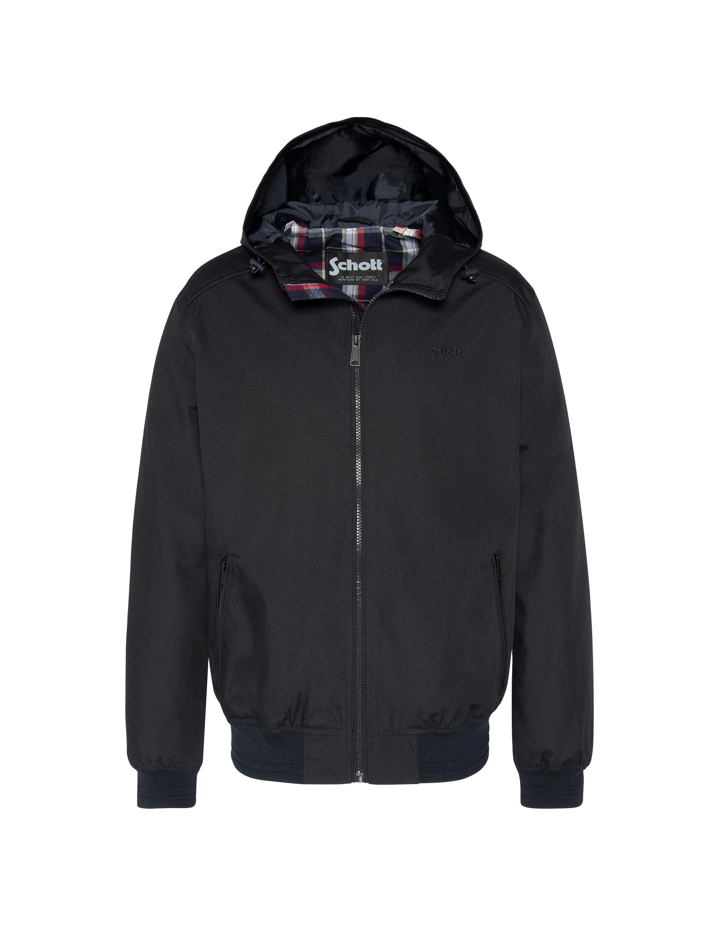 Navy blue urban jacket with water-repellent hood