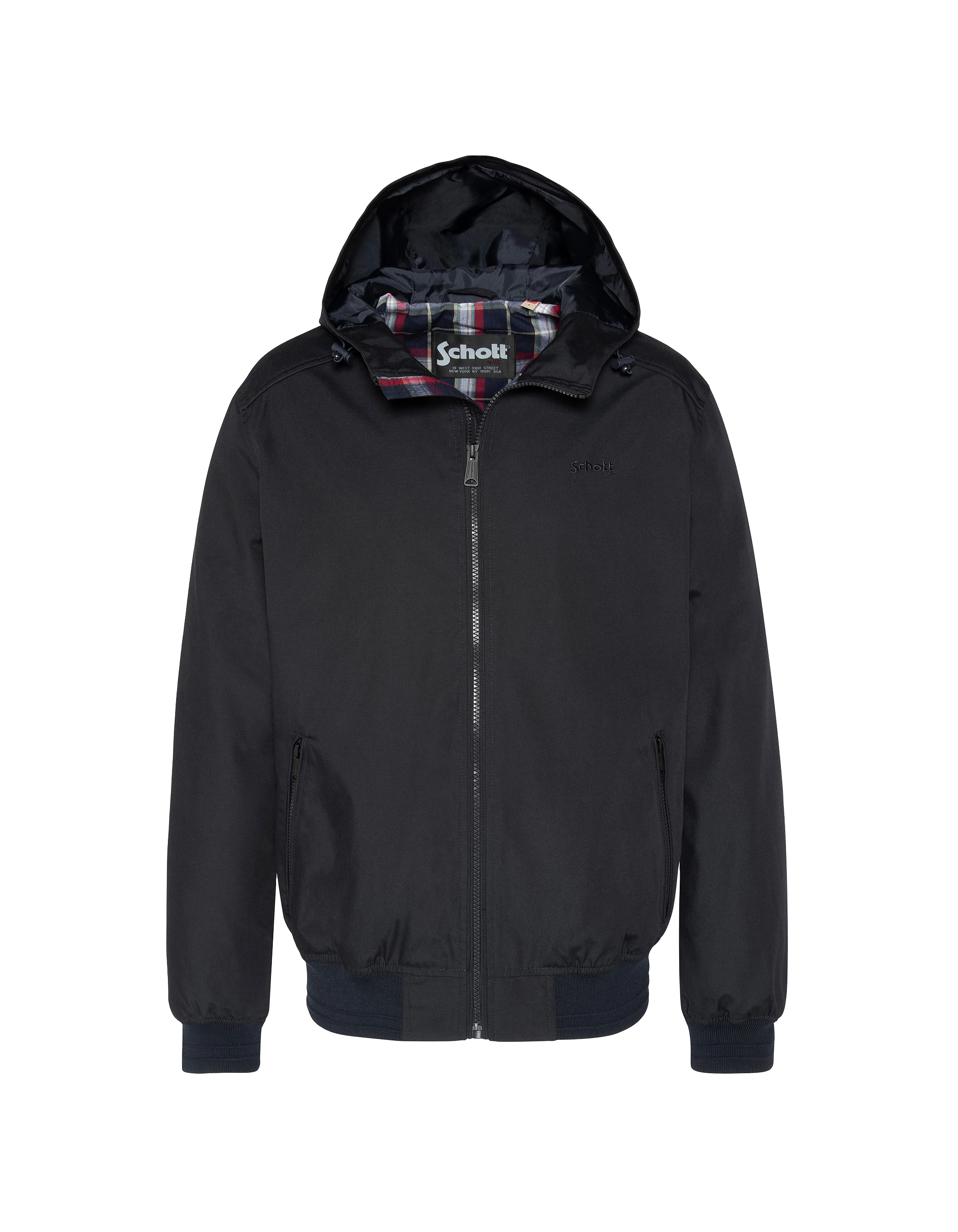 Navy blue urban jacket with water-repellent hood-1
