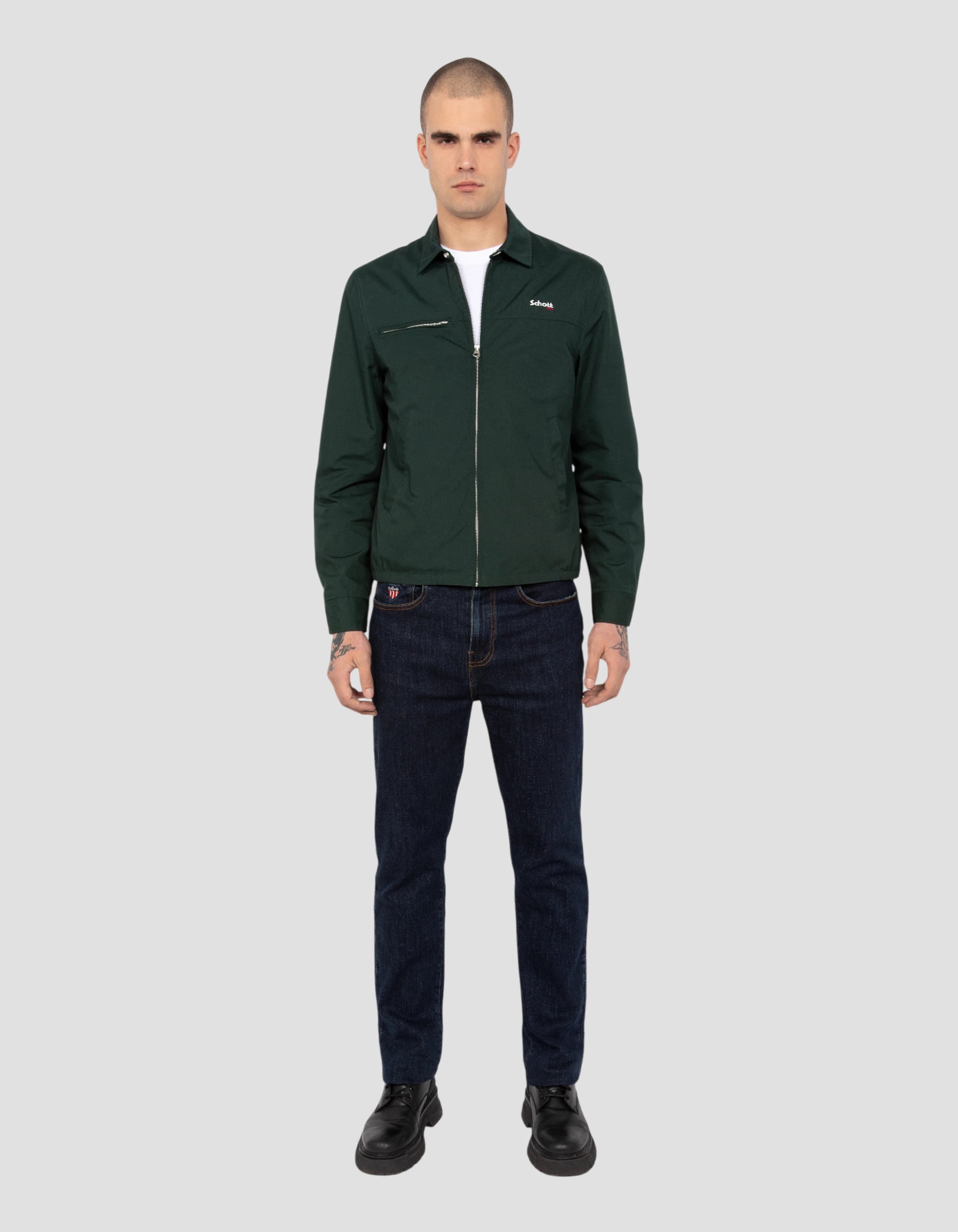 Blouson casual vert foncé-1
