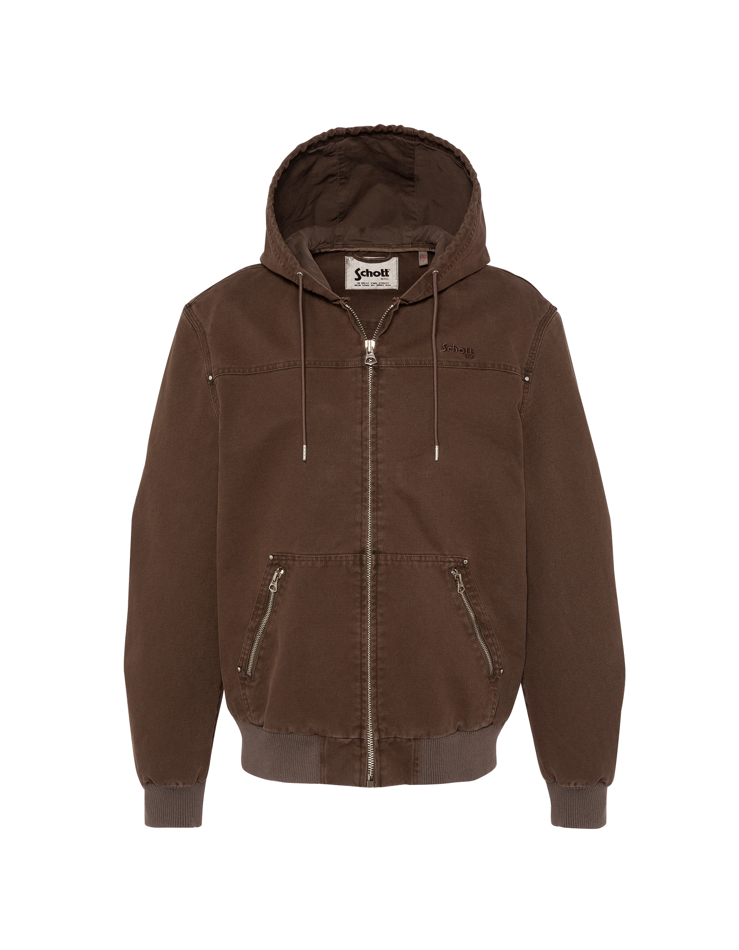 Blouson worker canvas marron à capuche