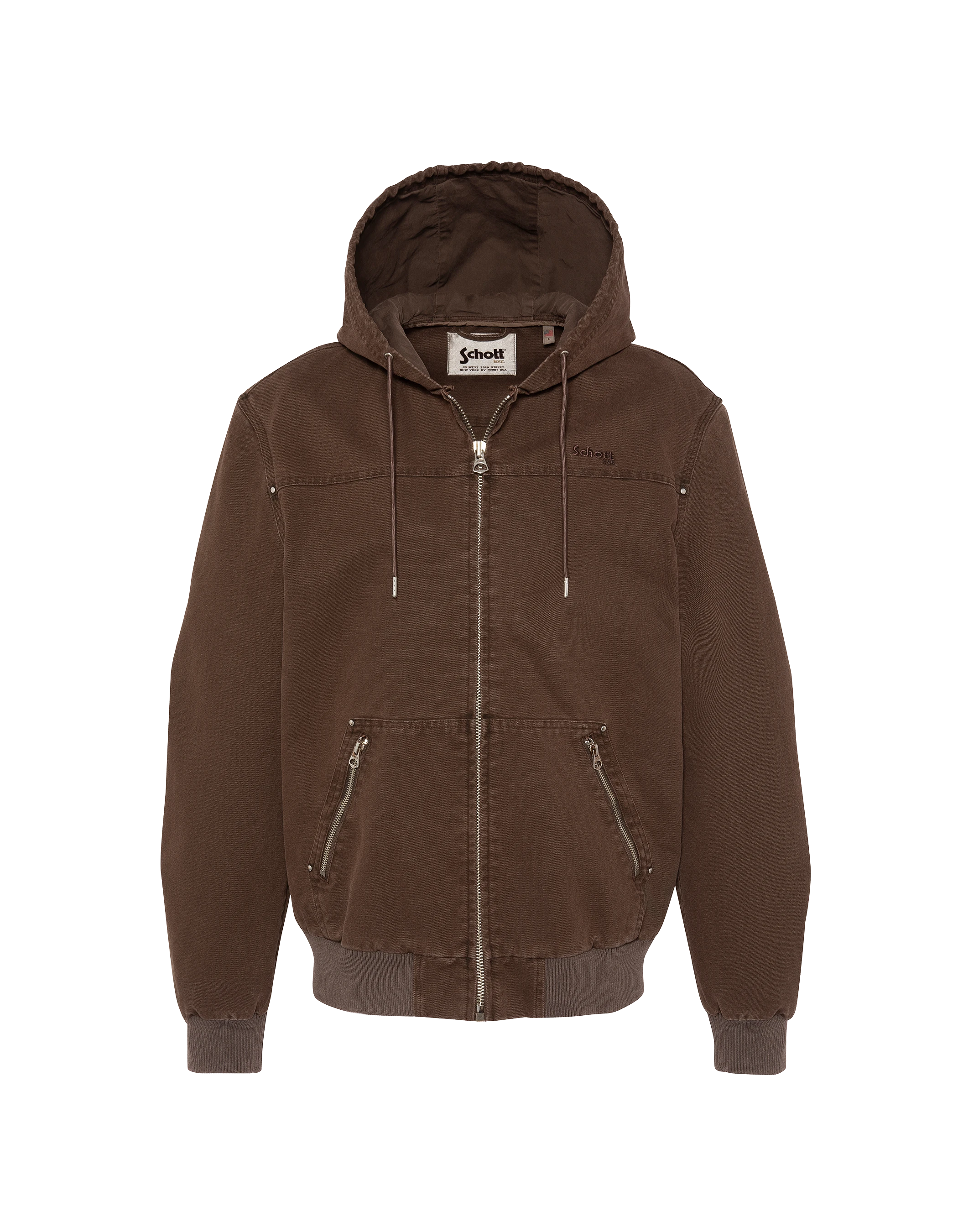 Blouson worker canvas marron à capuche-2