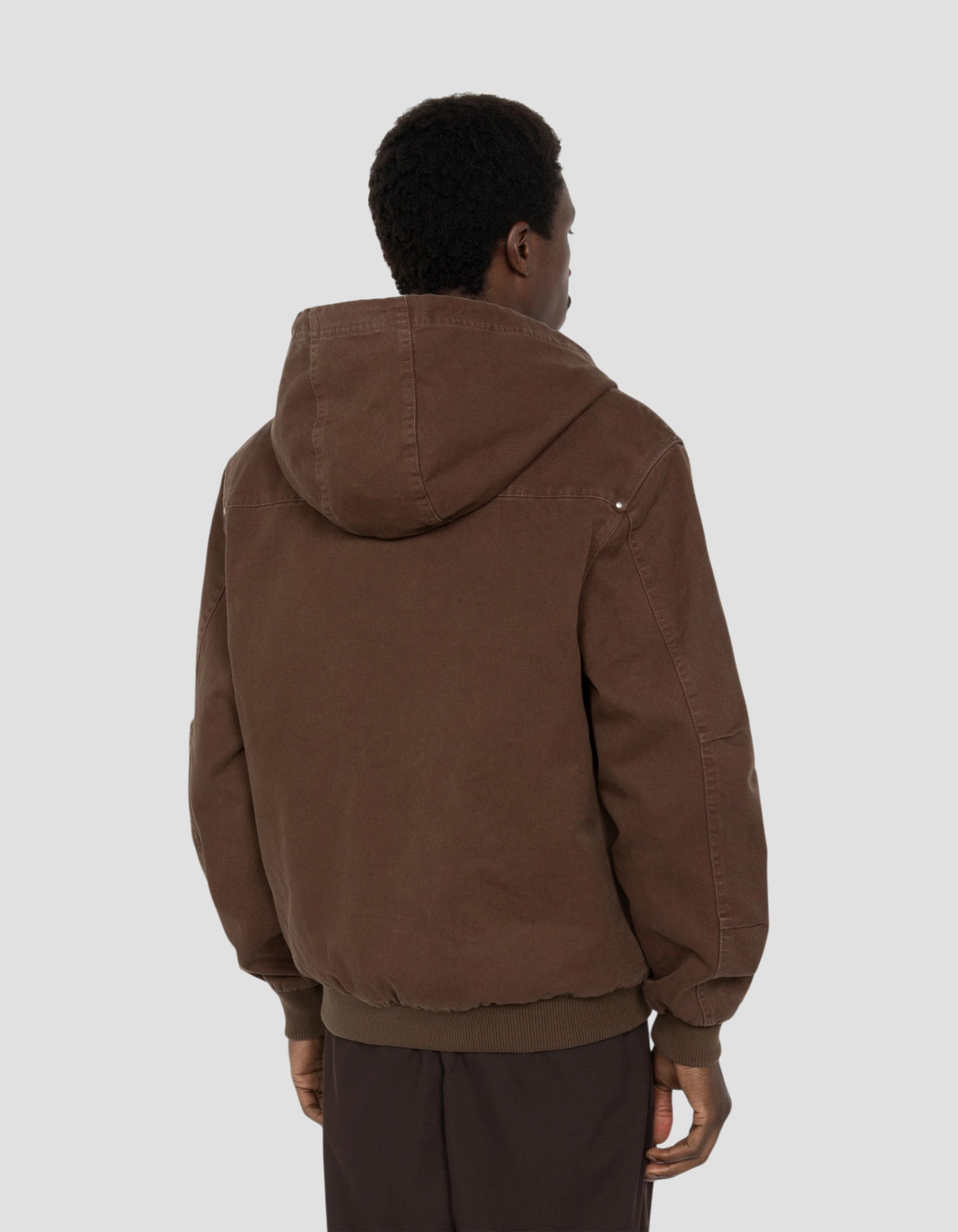 Blouson worker canvas marron à capuche-6