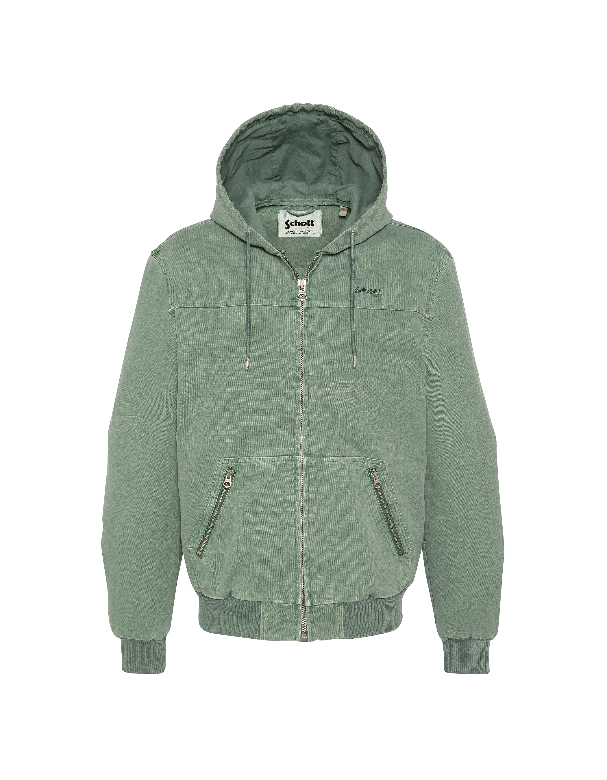 Green canvas worker jacket with hood-2