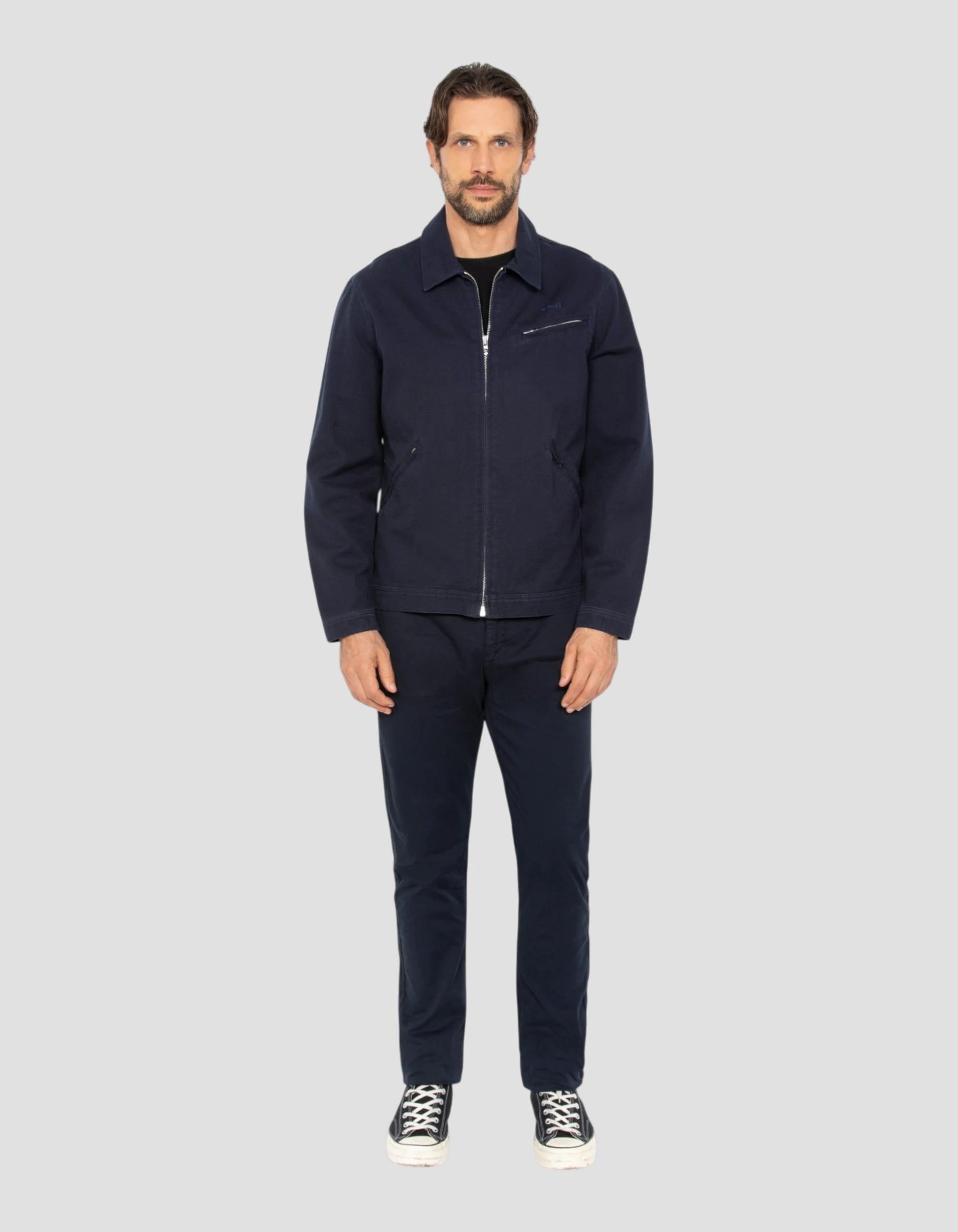 Navy blue canvas worker jacket - CALHAN | Schott NYC®