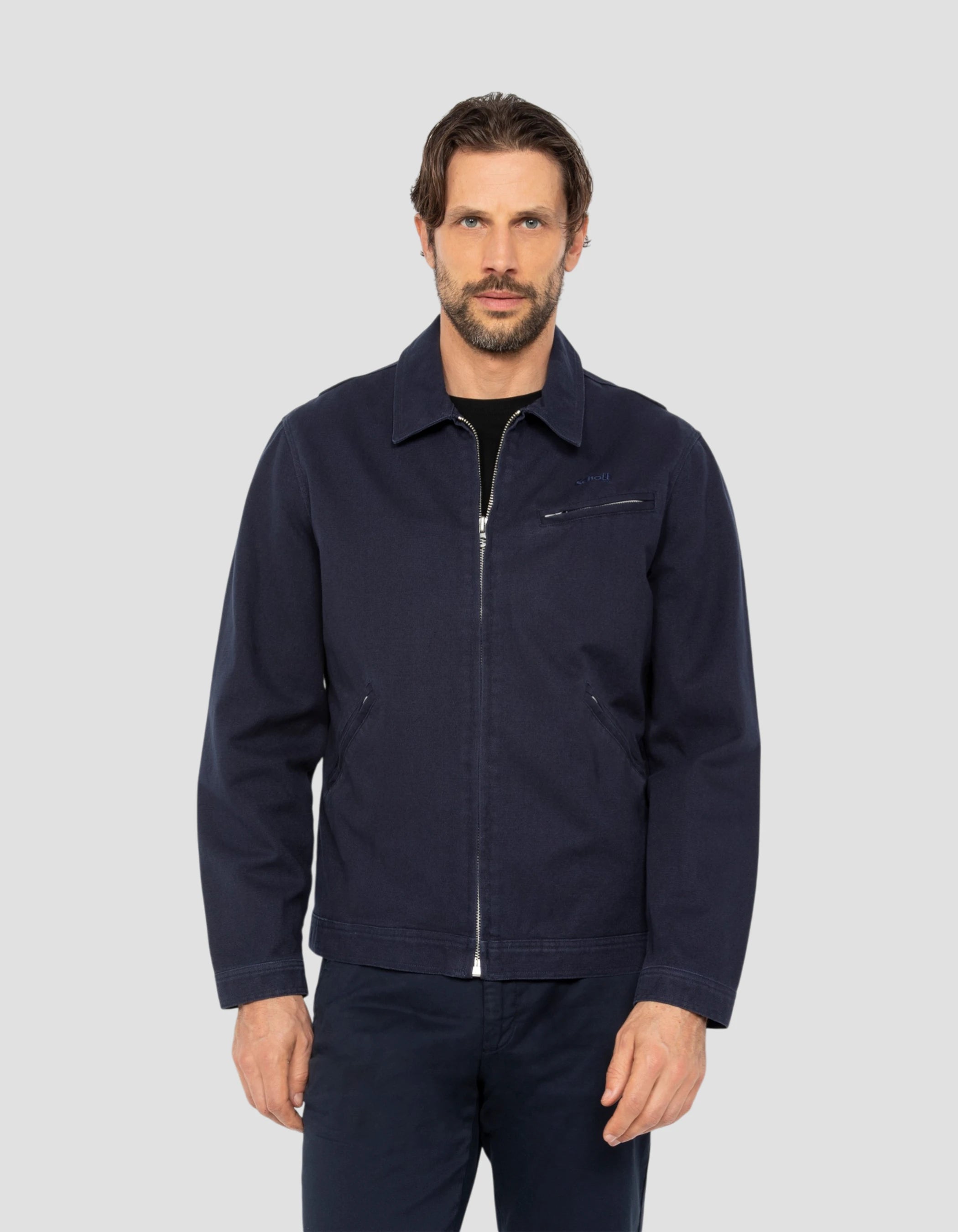 Blouson worker canvas bleu marine-3
