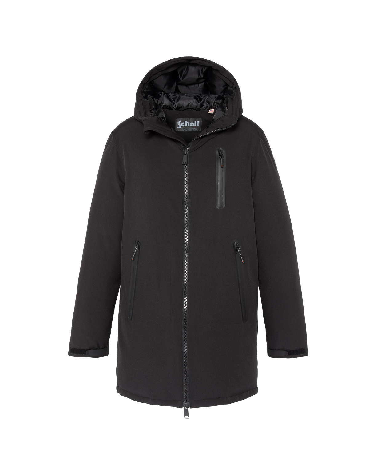 Parka technique longue à capuche noire-2