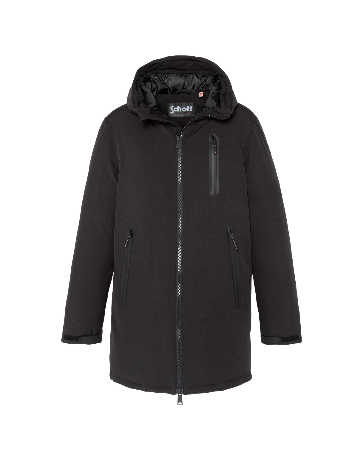 Parka technique longue à capuche noire