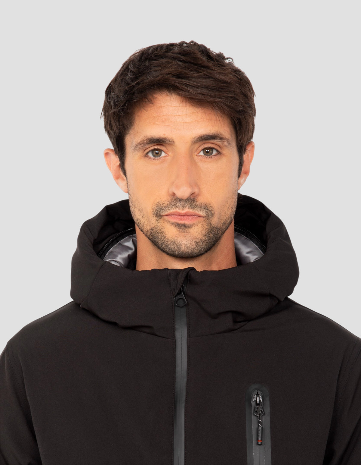 Parka technique longue à capuche noire-5