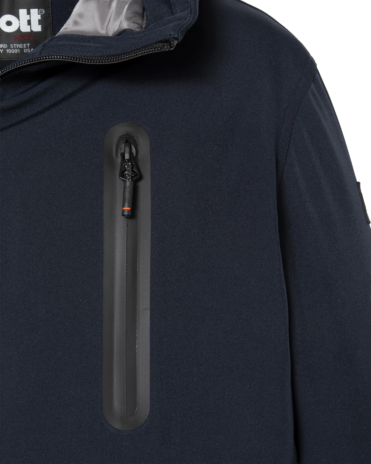 Parka technique longue à capuche bleu marine-4