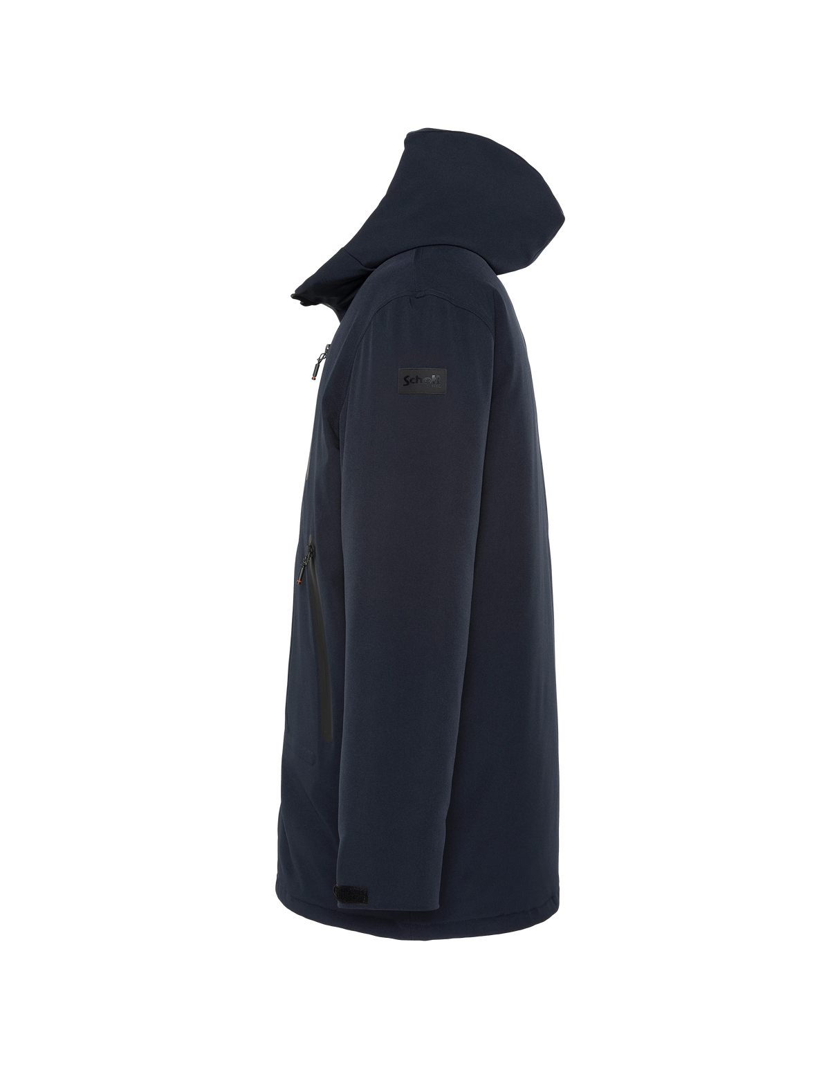 Parka technique longue à capuche bleu marine-5