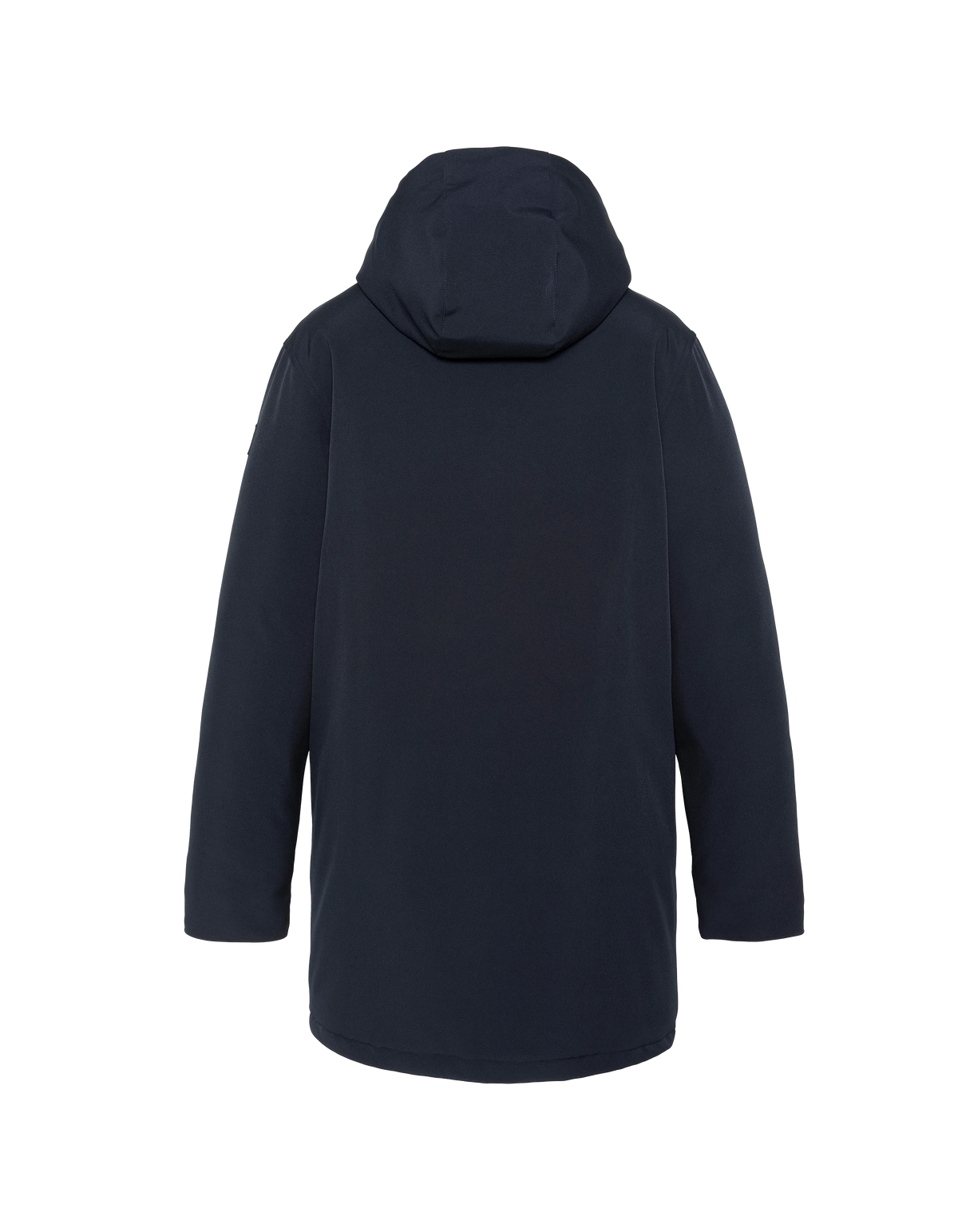Parka technique longue à capuche bleu marine
