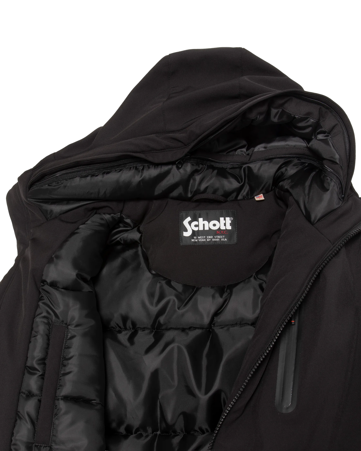 Parka technique noire à capuche