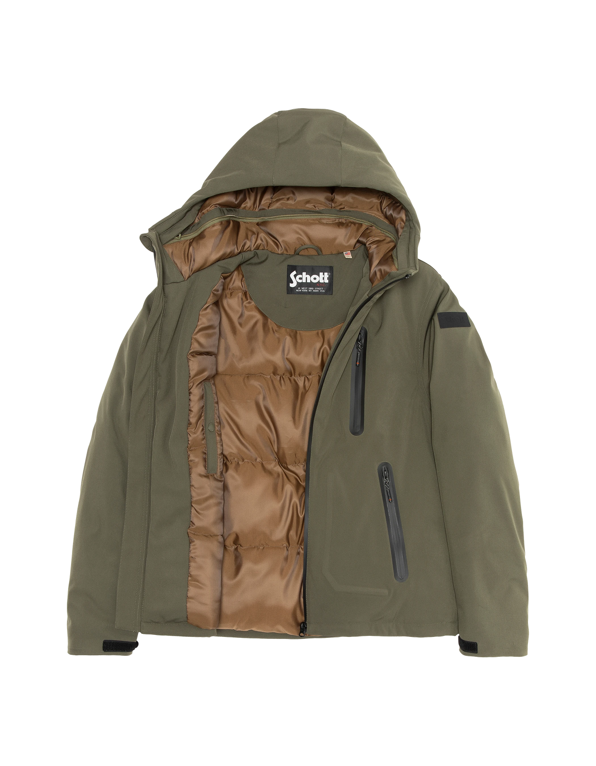 Parka technique kaki à capuche