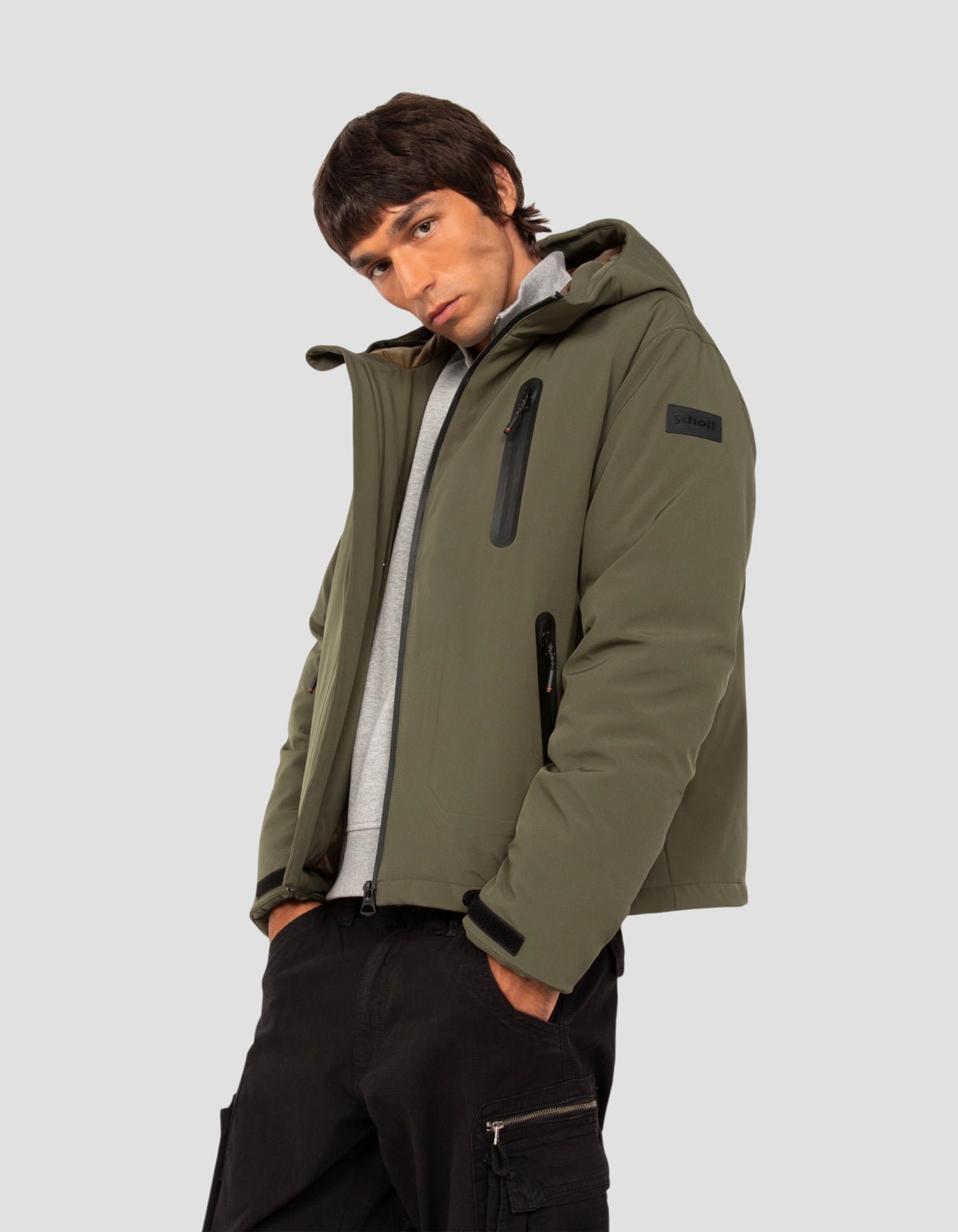 Parka technique kaki à capuche-4