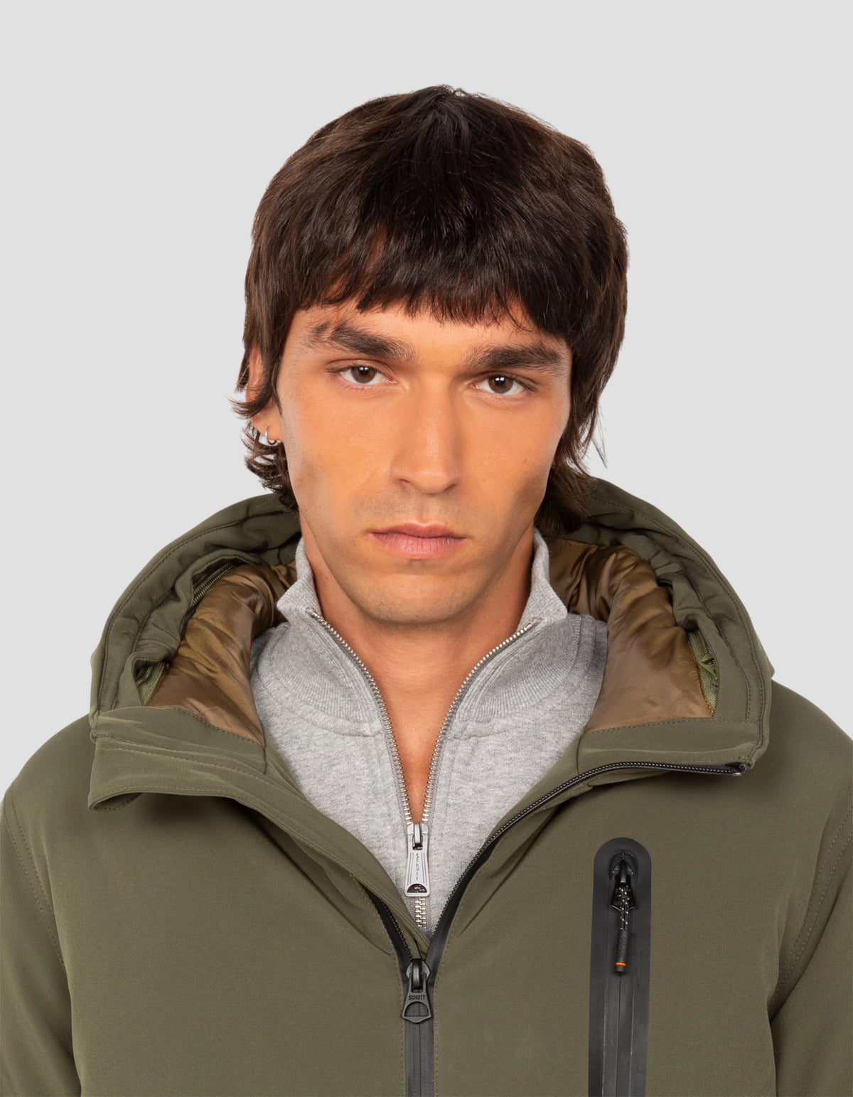 Parka technique kaki à capuche-5