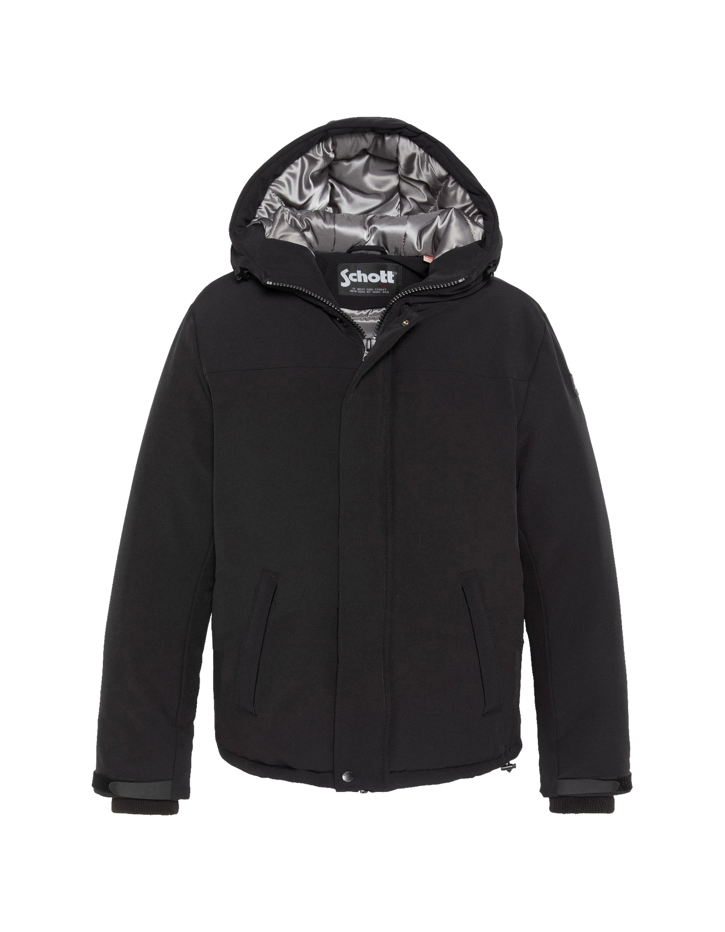 Black technical hooded short jacket